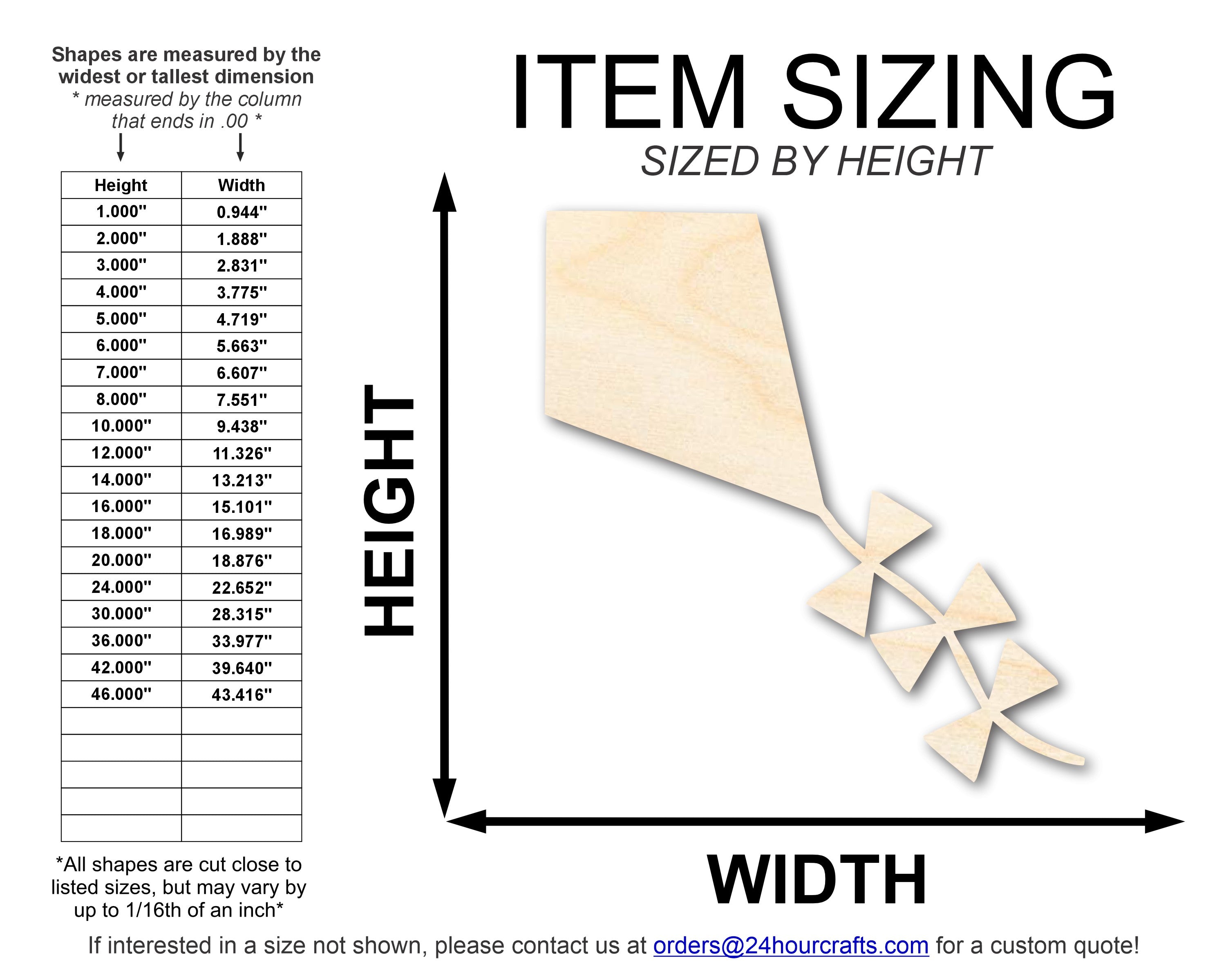 DIY Unfinished Baltic Birch Wood Kite Shape Cutout - Up to 46 Inches for 46+ DIYs