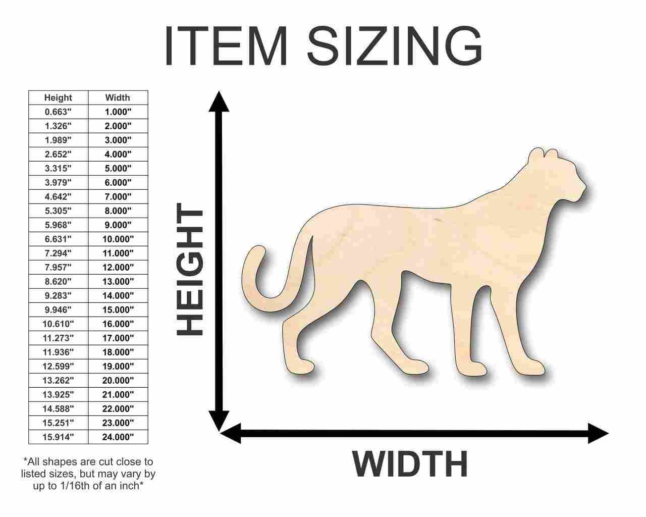 Unfinished Baltic Birch Plywood Cheetah Shape for DIY Animal and Wildlife Crafts up to 46 Projects