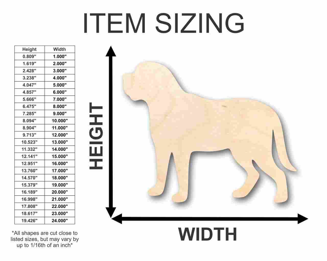 DIY Unfinished Wood Mastiff Dog Shape for Animal - Pet Crafts (up to 46)