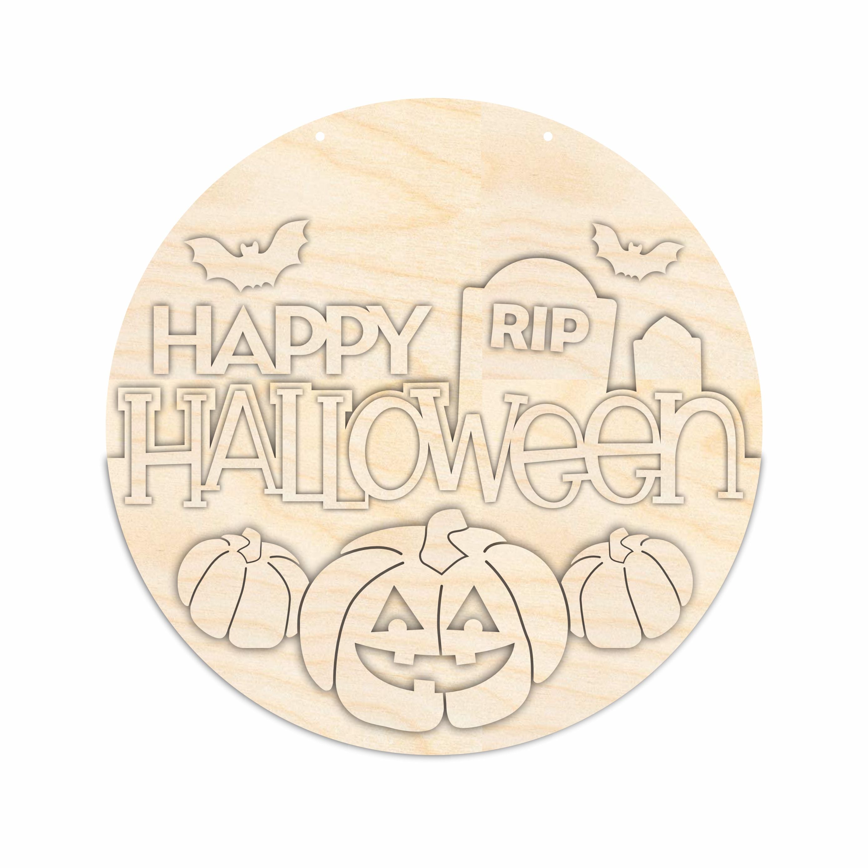 Unfinished Wood Craft Cutouts Halloween Door Sign Kit - 1/4 Inch Thick for Festive Home Decor