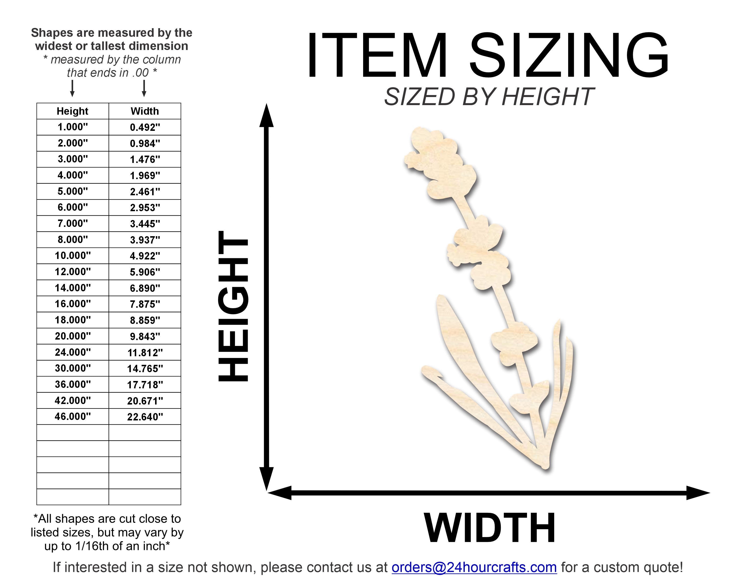 DIY Unfinished Baltic Birch Lavender Shape Cutouts up to 46 Inches
