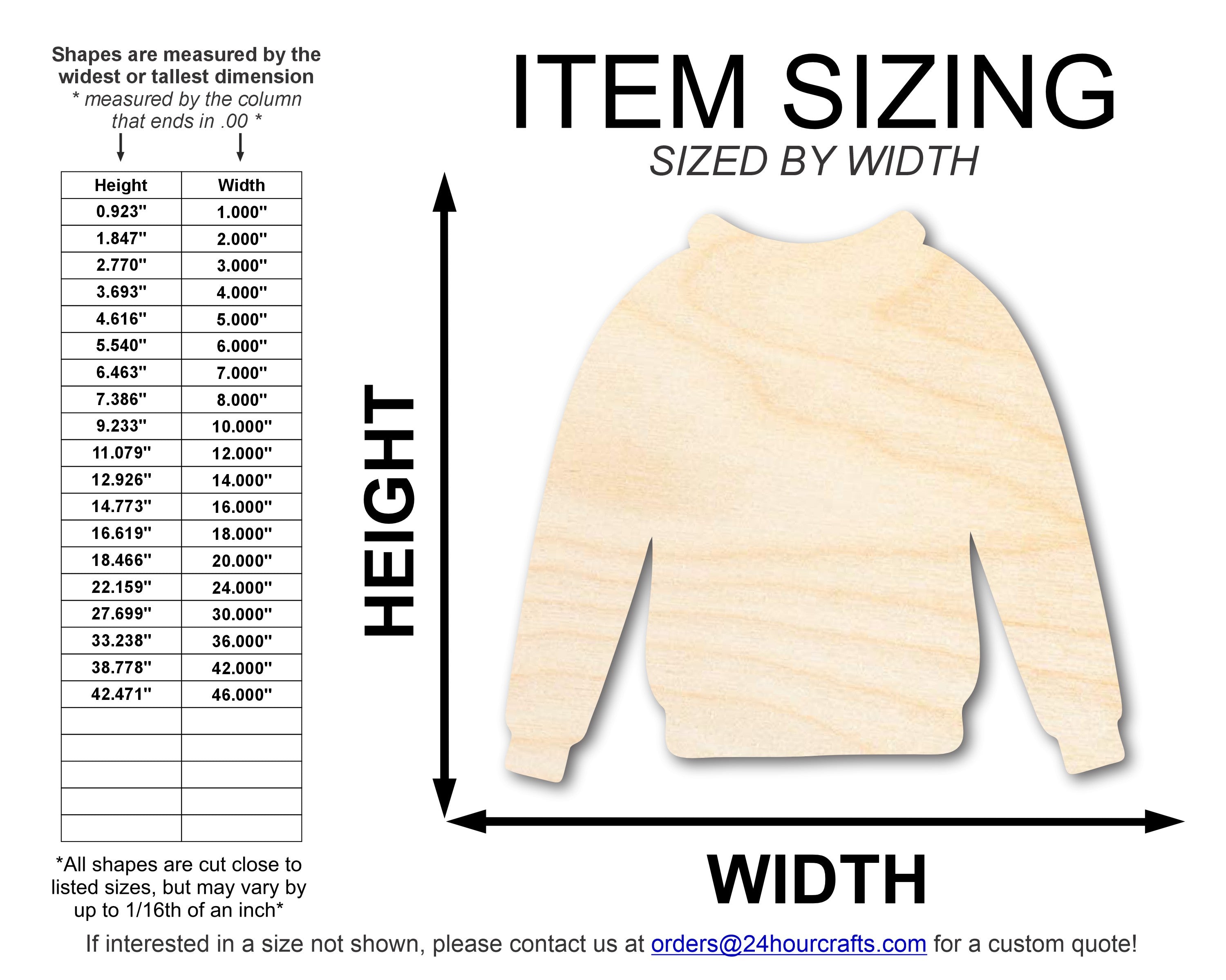 Unfinished Baltic Birch Wood Sweater Silhouette for DIY Winter Craft Cutouts, Up to 46 Different DIY Options