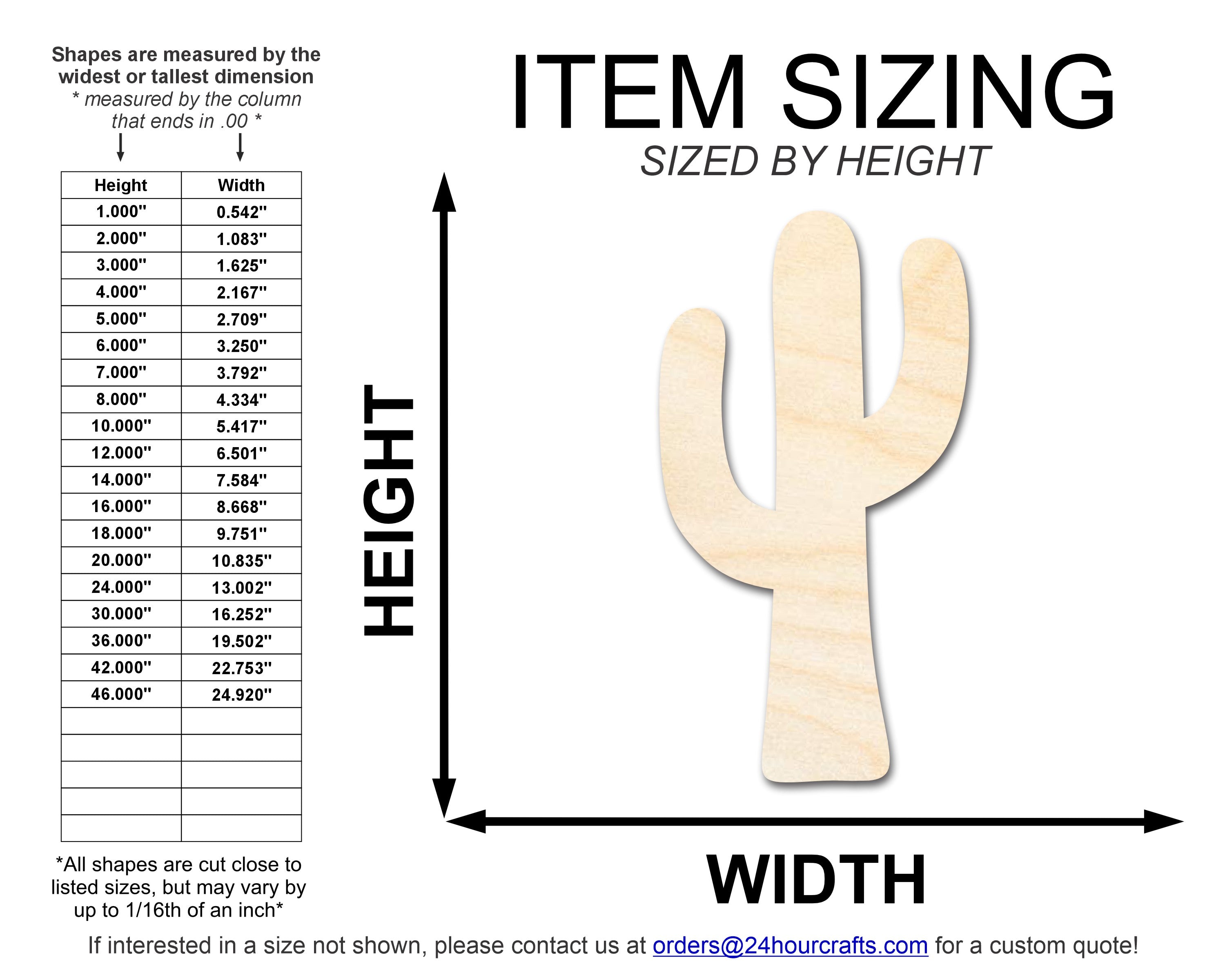 DIY Unfinished Baltic Birch Cactus Shape Cutouts up to 46 Inches