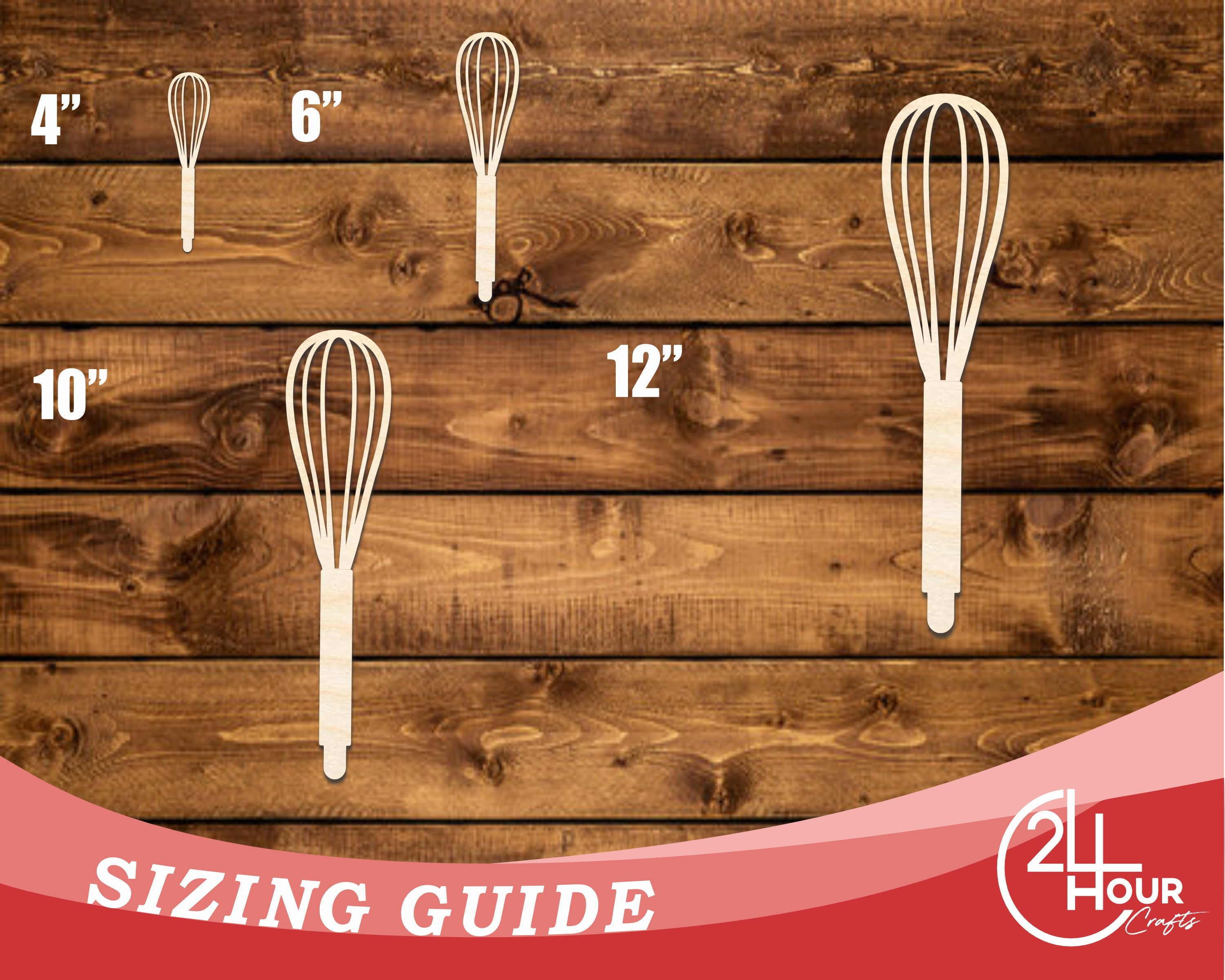 DIY Unfinished Baltic Birch Wood Whisk Shape Cutouts up to 46 Inches