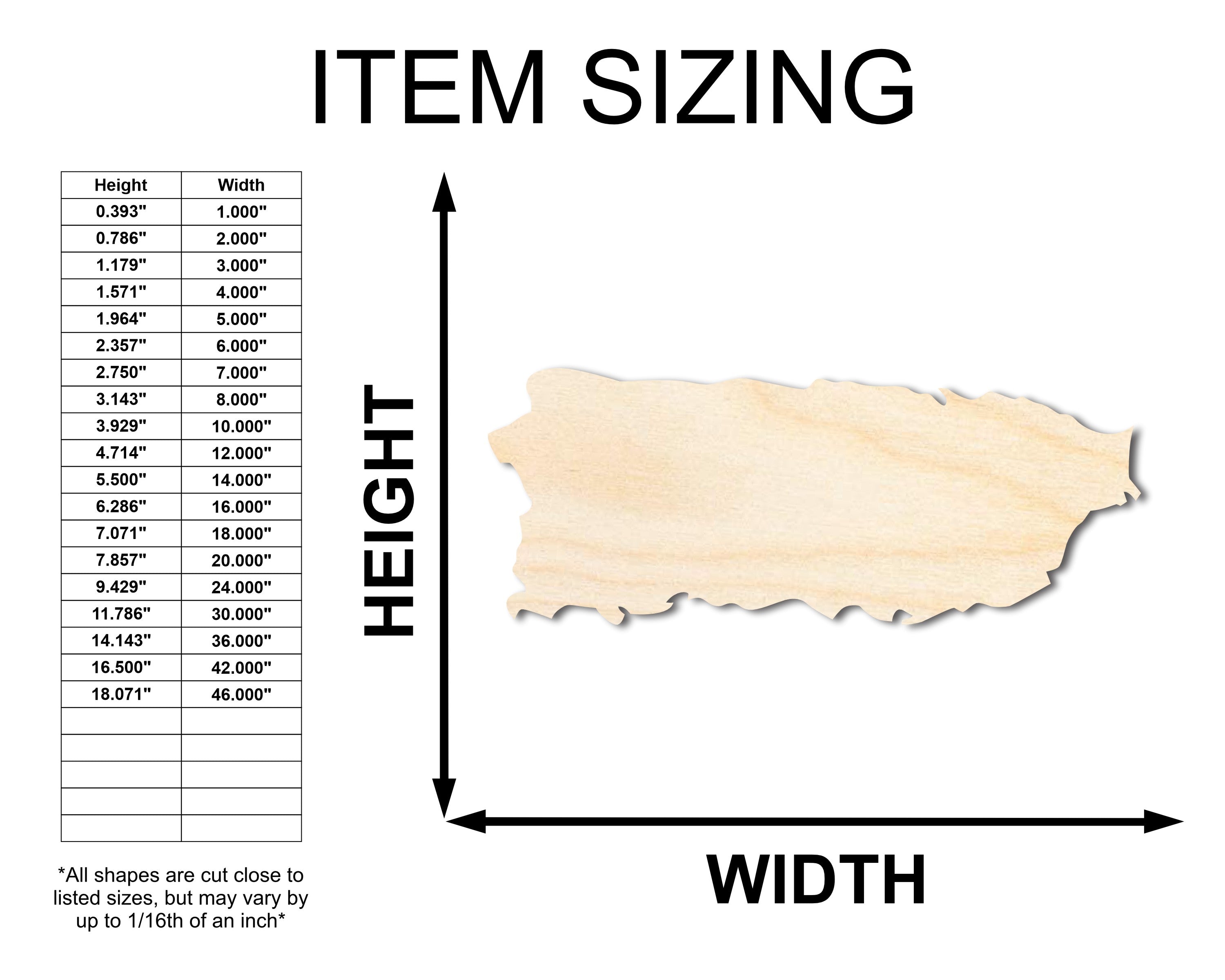 Unfinished Wood Puerto Rico Shape - Ideal for US Territory Caribbean Island DIY Crafts, Available up to 46 Inches for Multiple DIY Projects
