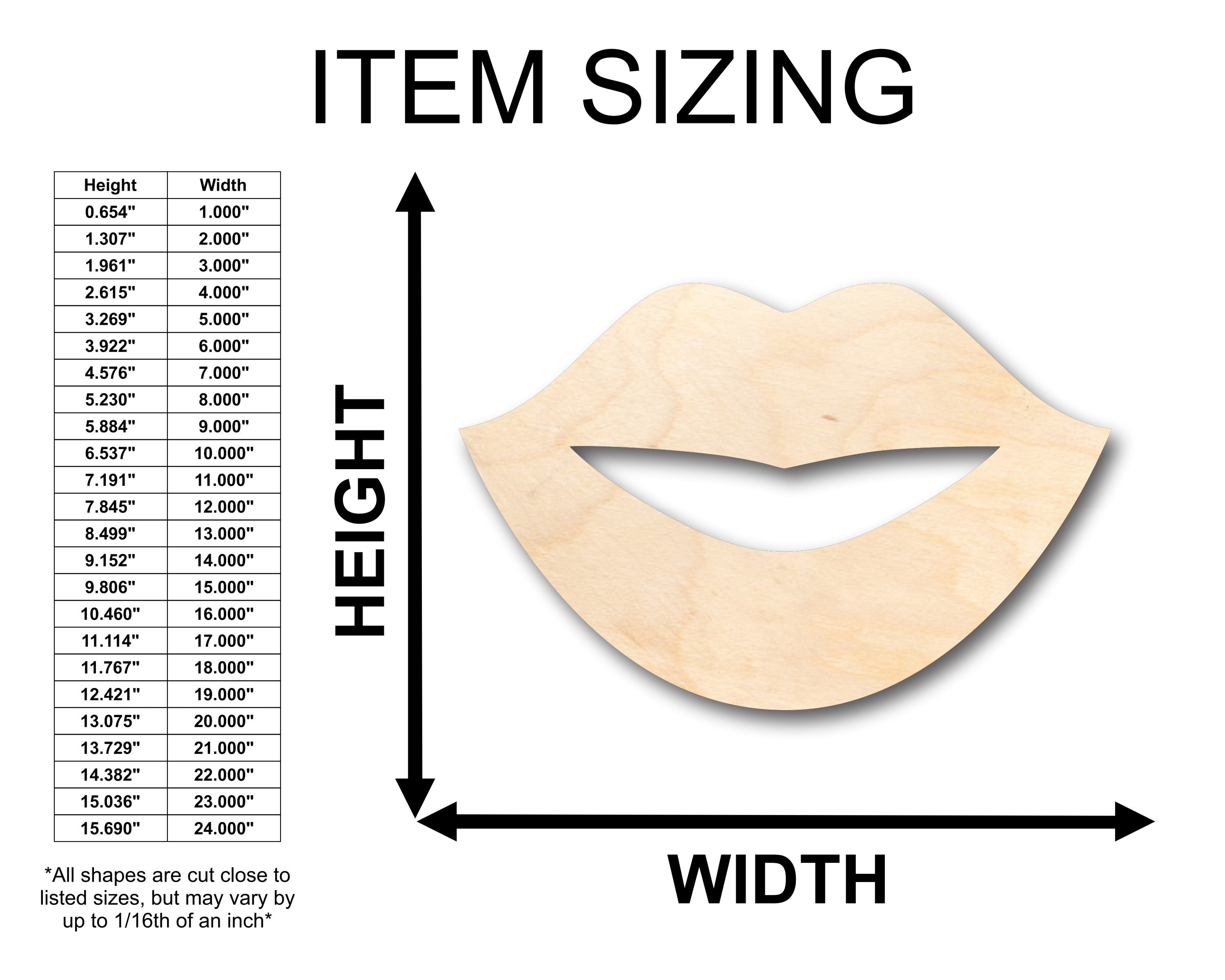 Unfinished Wood Craft Supplies in Lips Shape - Ideal for Up to 46 DIY Projects