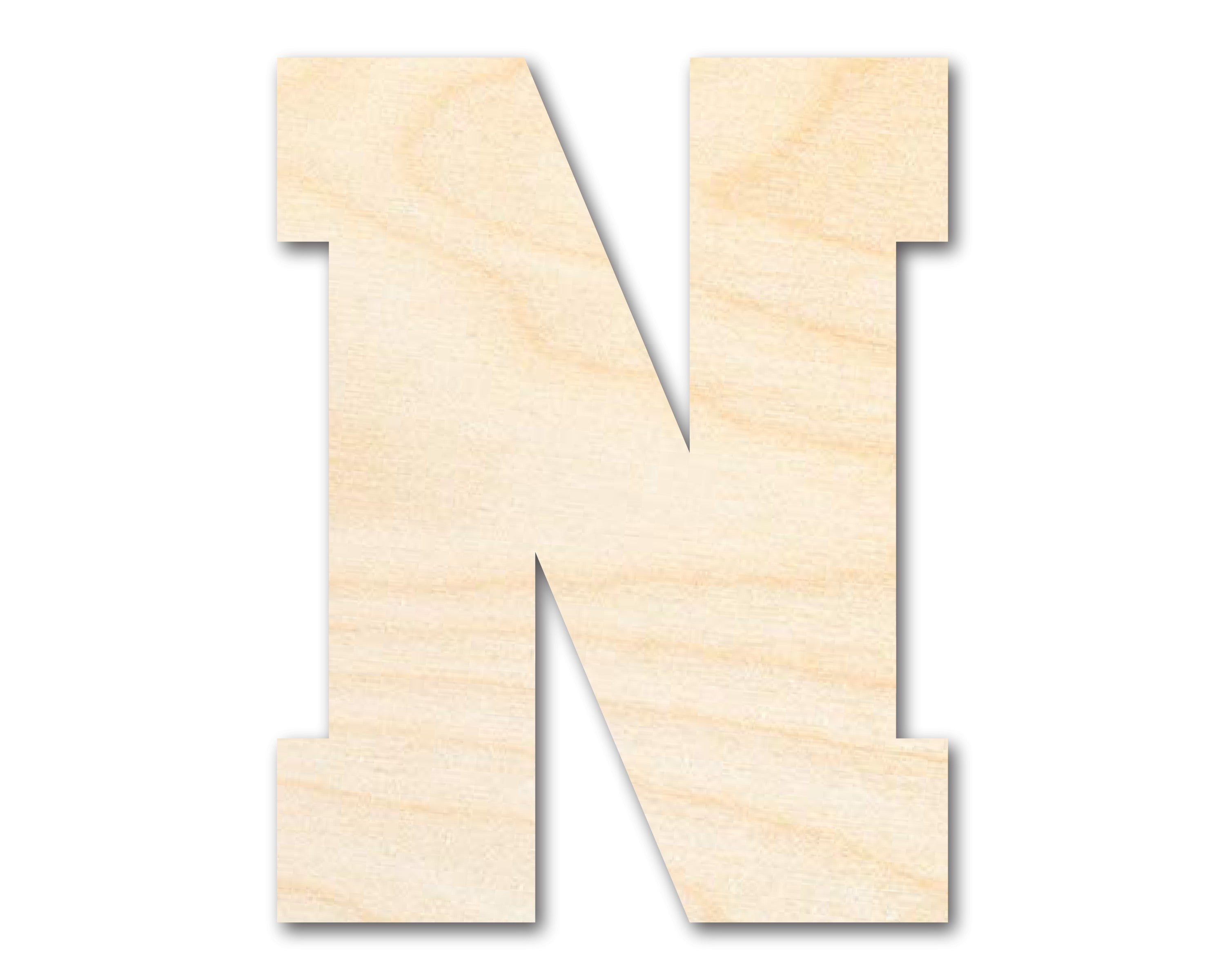 DIY Unfinished Wood Varsity Team N - Shape Cutout, Up to 46 Inches