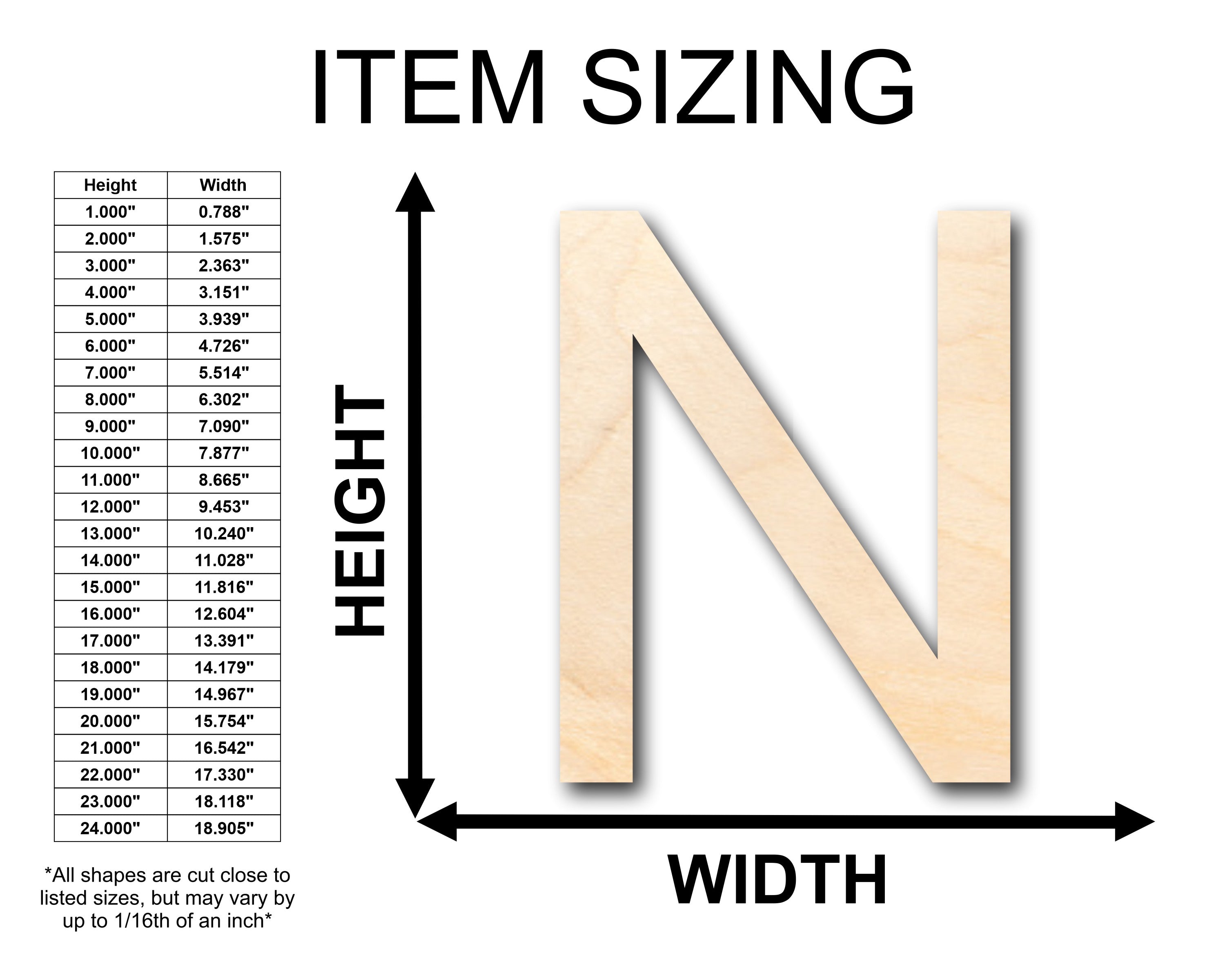 Unfinished Wood Arial Letter N Shape for Crafting - Ideal for Up to 46 DIY Projects