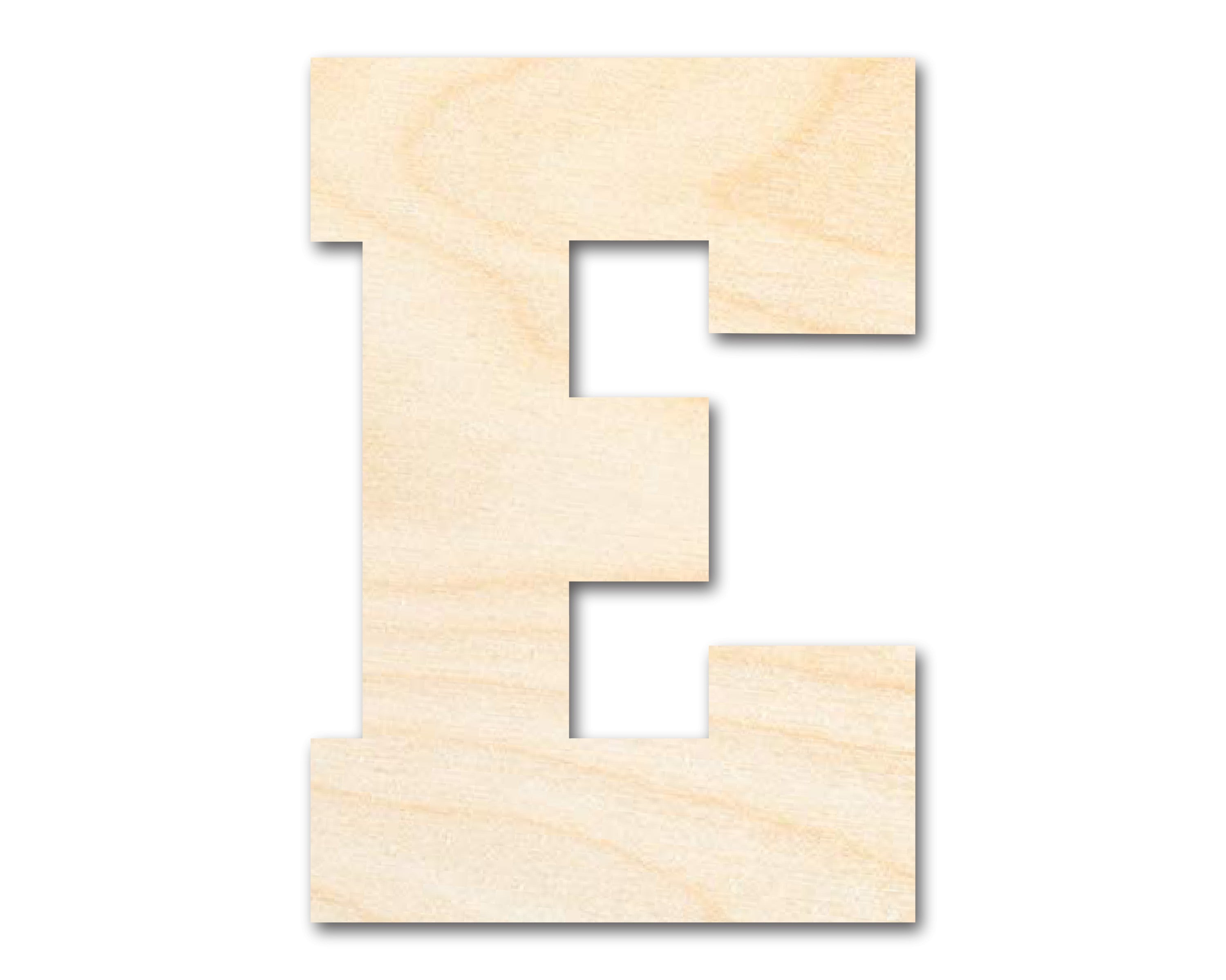 Unfinished Wood Varsity Team Font - E Shape | DIY Craft Cutout | up to 46 DIY