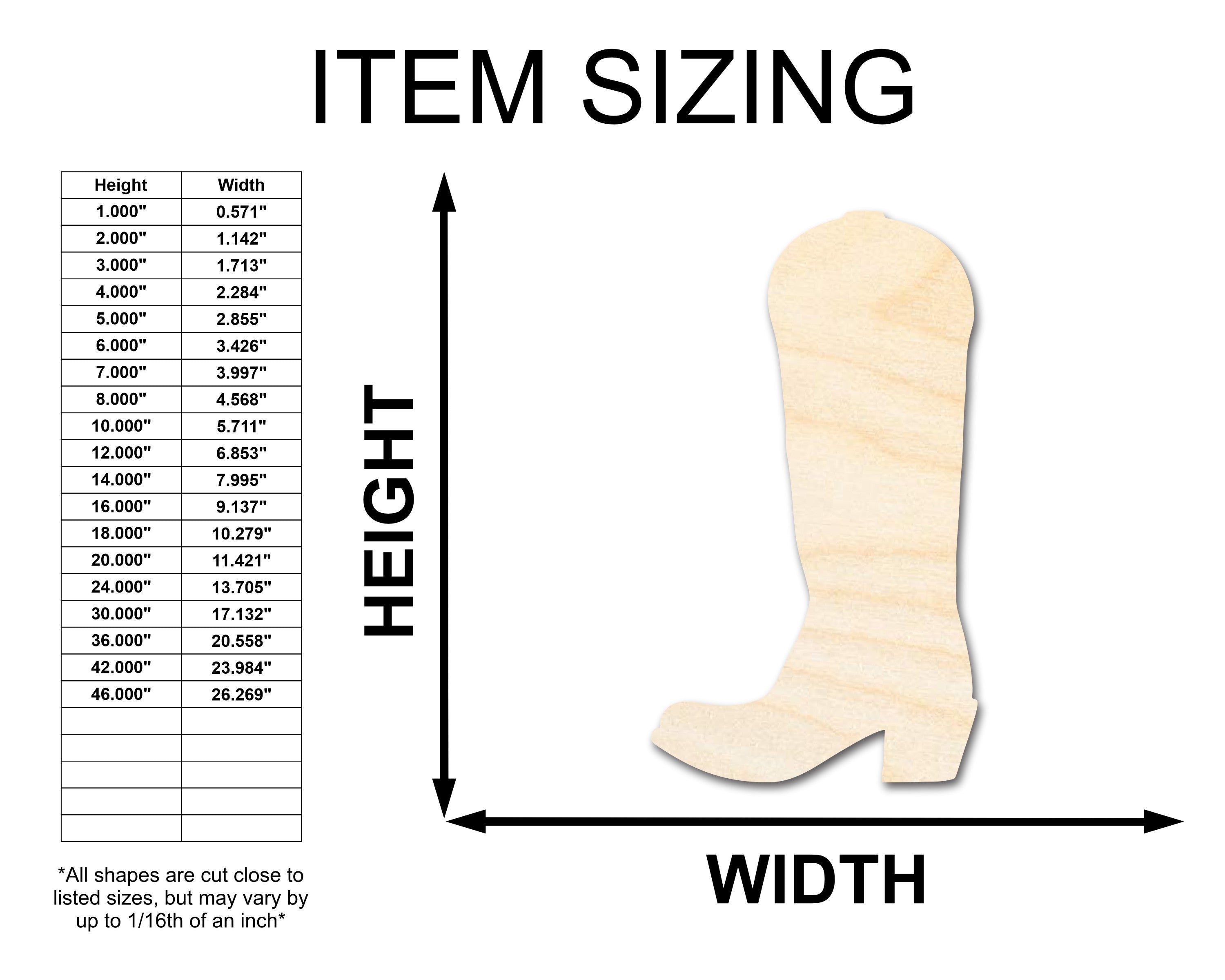 Unfinished Wood Cowgirl Boot Shape for DIY Crafts - Up to 46 Pieces Available