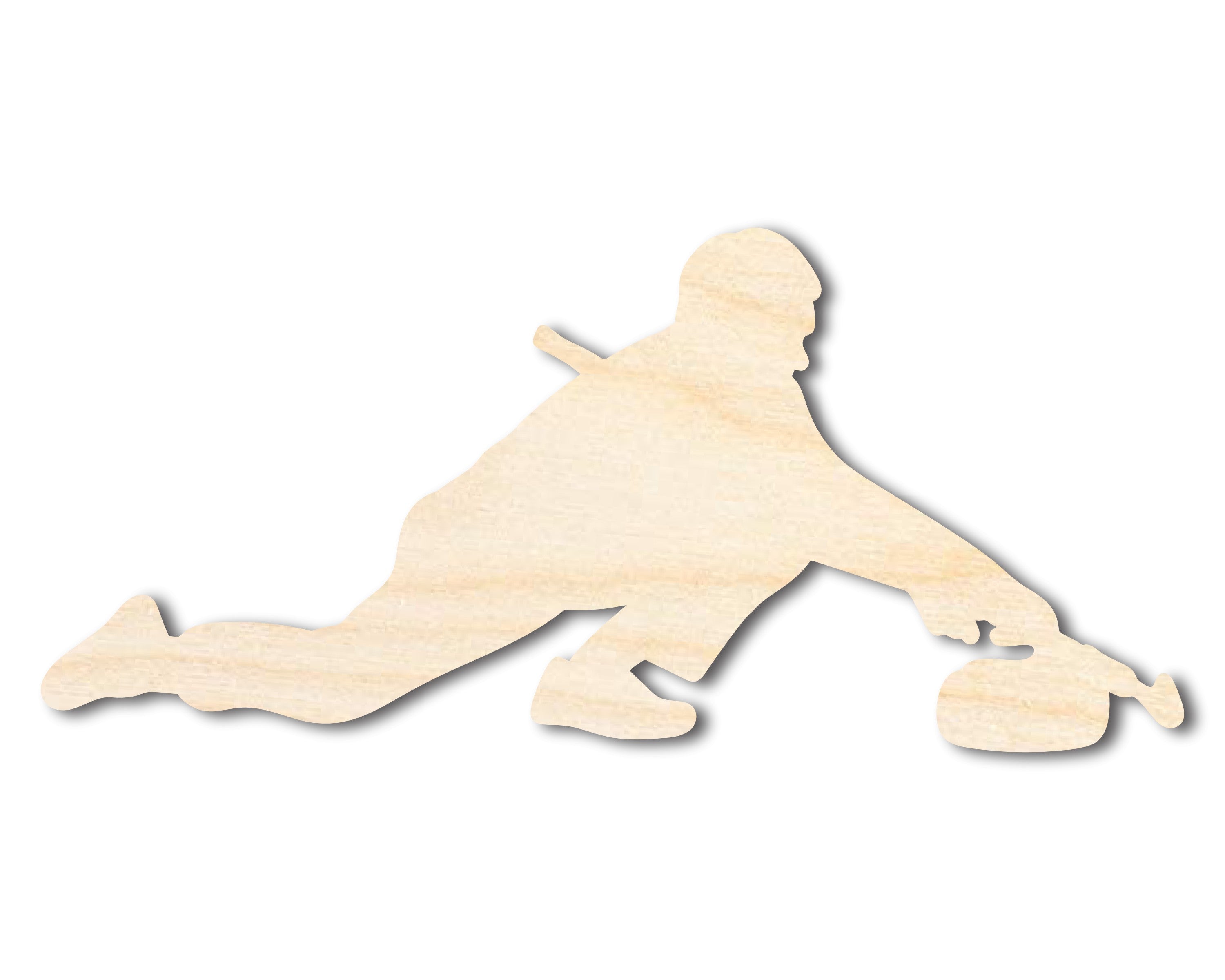 Unfinished Baltic Birch Wood Curling Man Shape DIY Craft Cutout with Up to 46 Different DIY Options