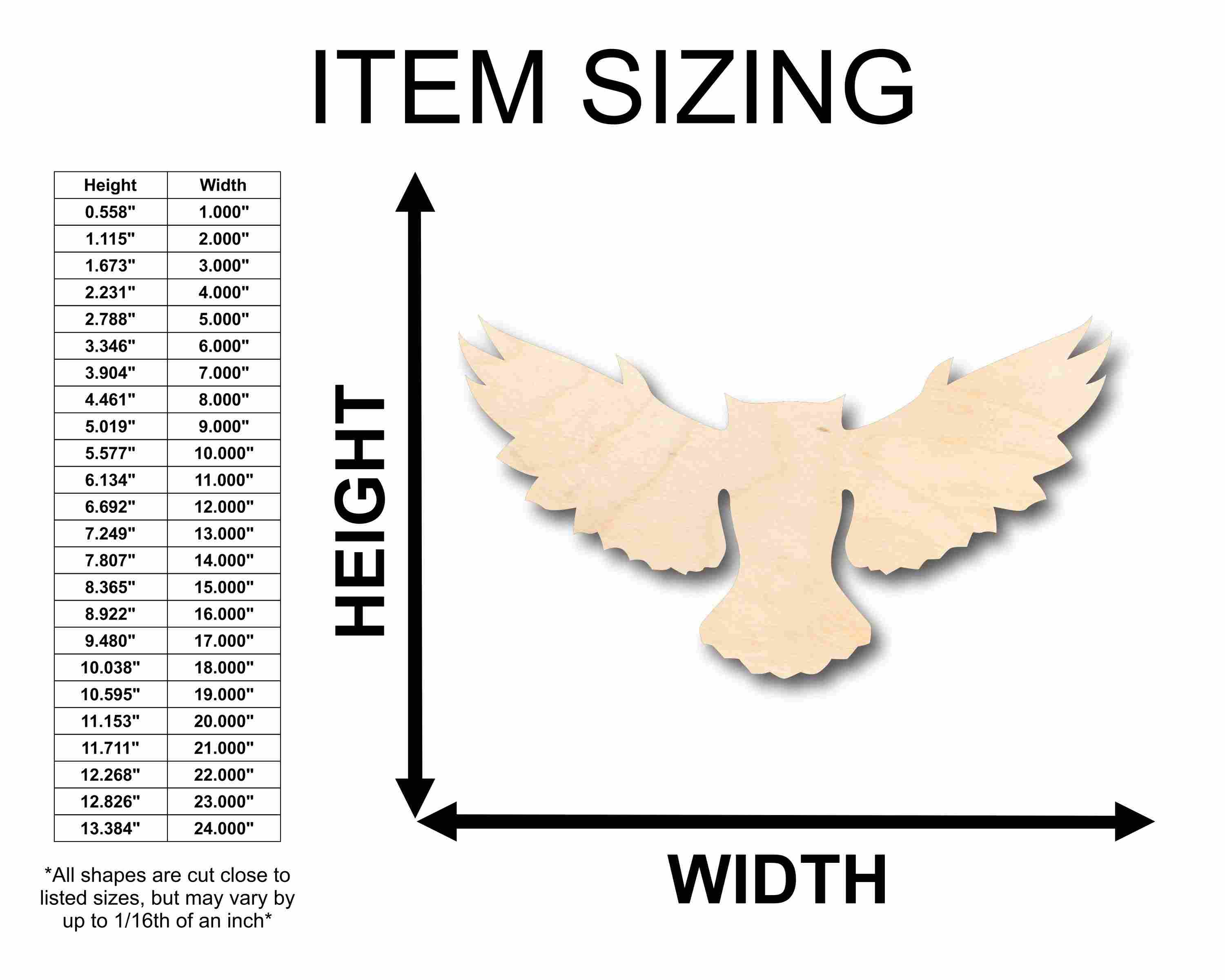Unfinished Baltic Birch Wood Flying Owl Silhouette - Ideal for Up to 46 Do - It - Yourself Crafts