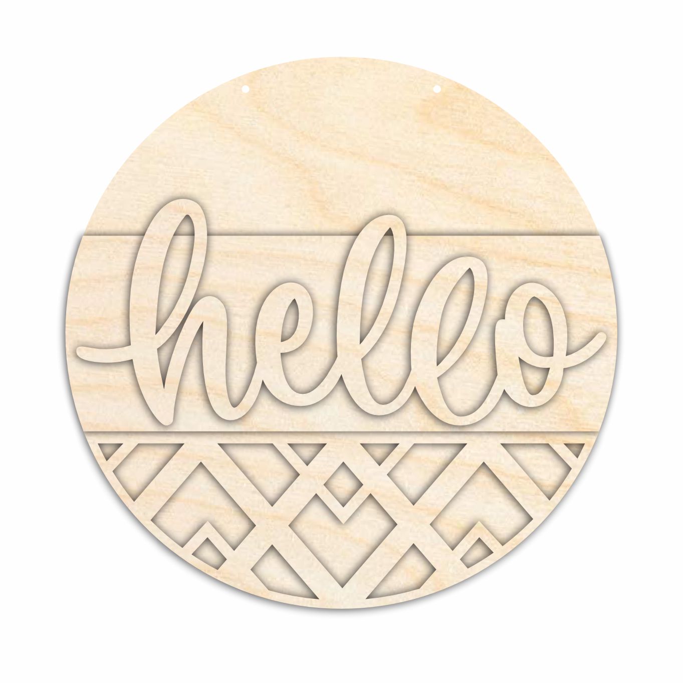 1/4 - inch Thick Unfinished Wood Geometric 'Hello' Door Sign Craft Kit