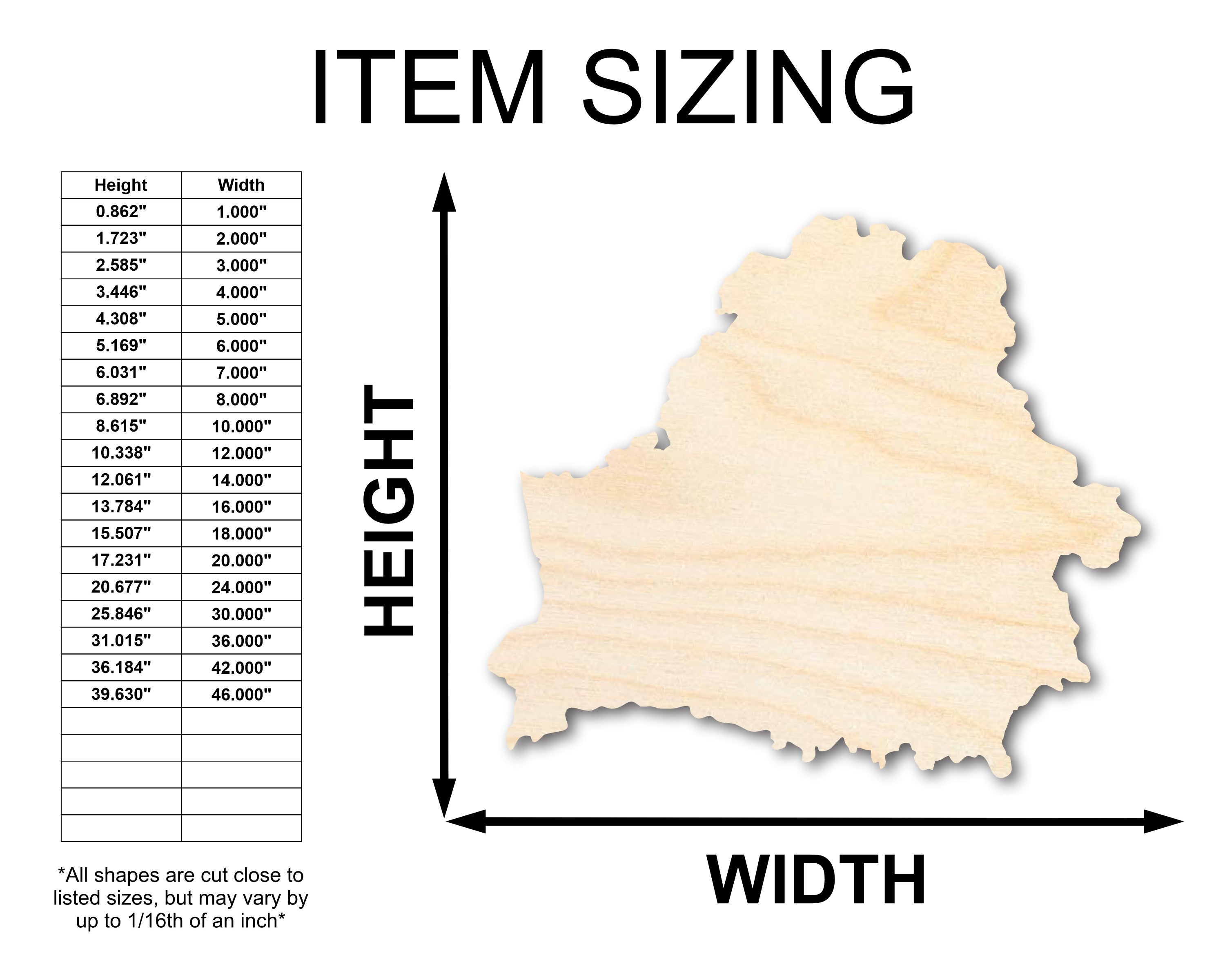 Unfinished Baltic Birch Wood Belarus Country Shape - Ideal for Europe Craft Projects with up to 46 DIY Possibilities