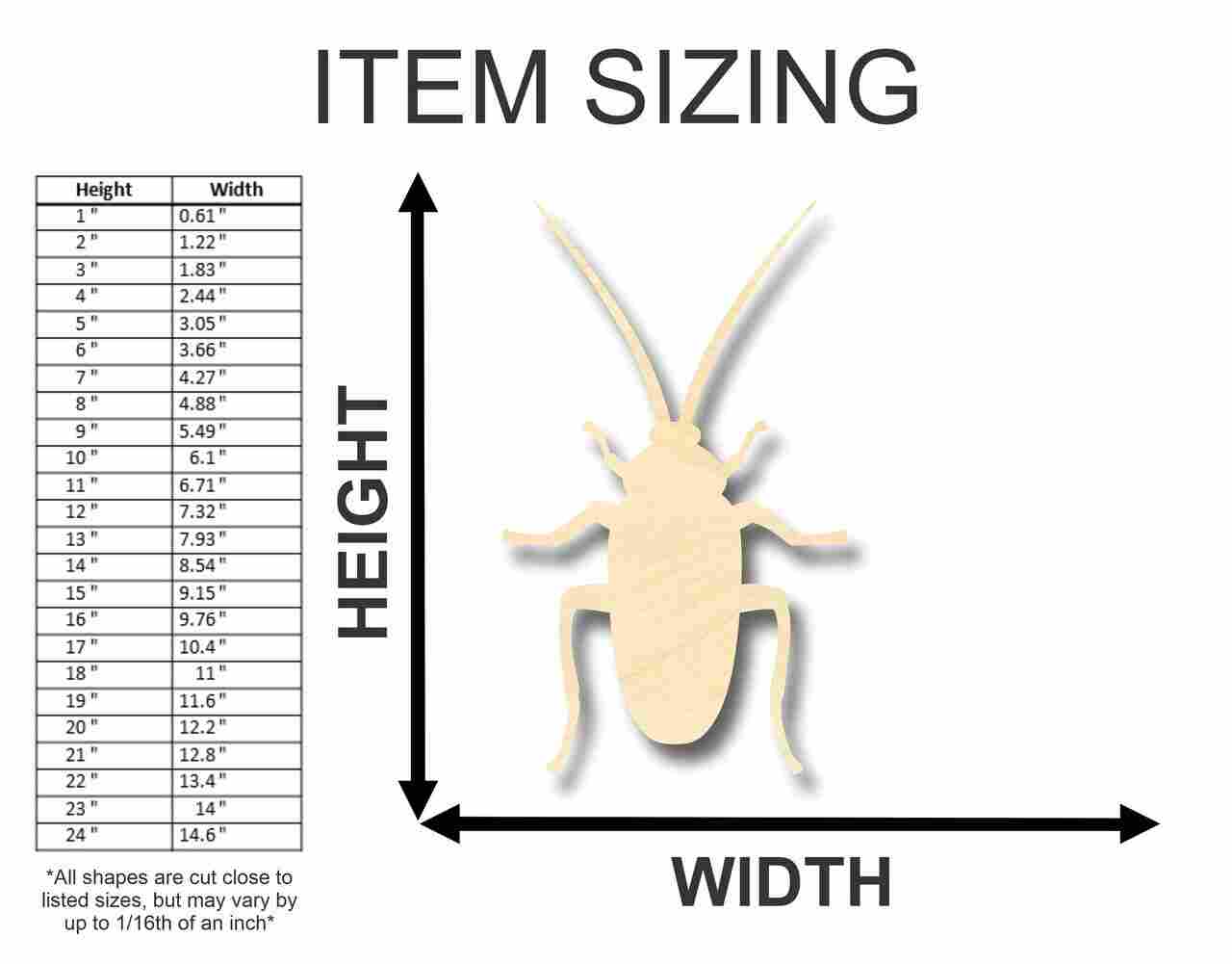 Unfinished Baltic Birch Wood Cockroach Shape for Up to 46 DIY Crafts