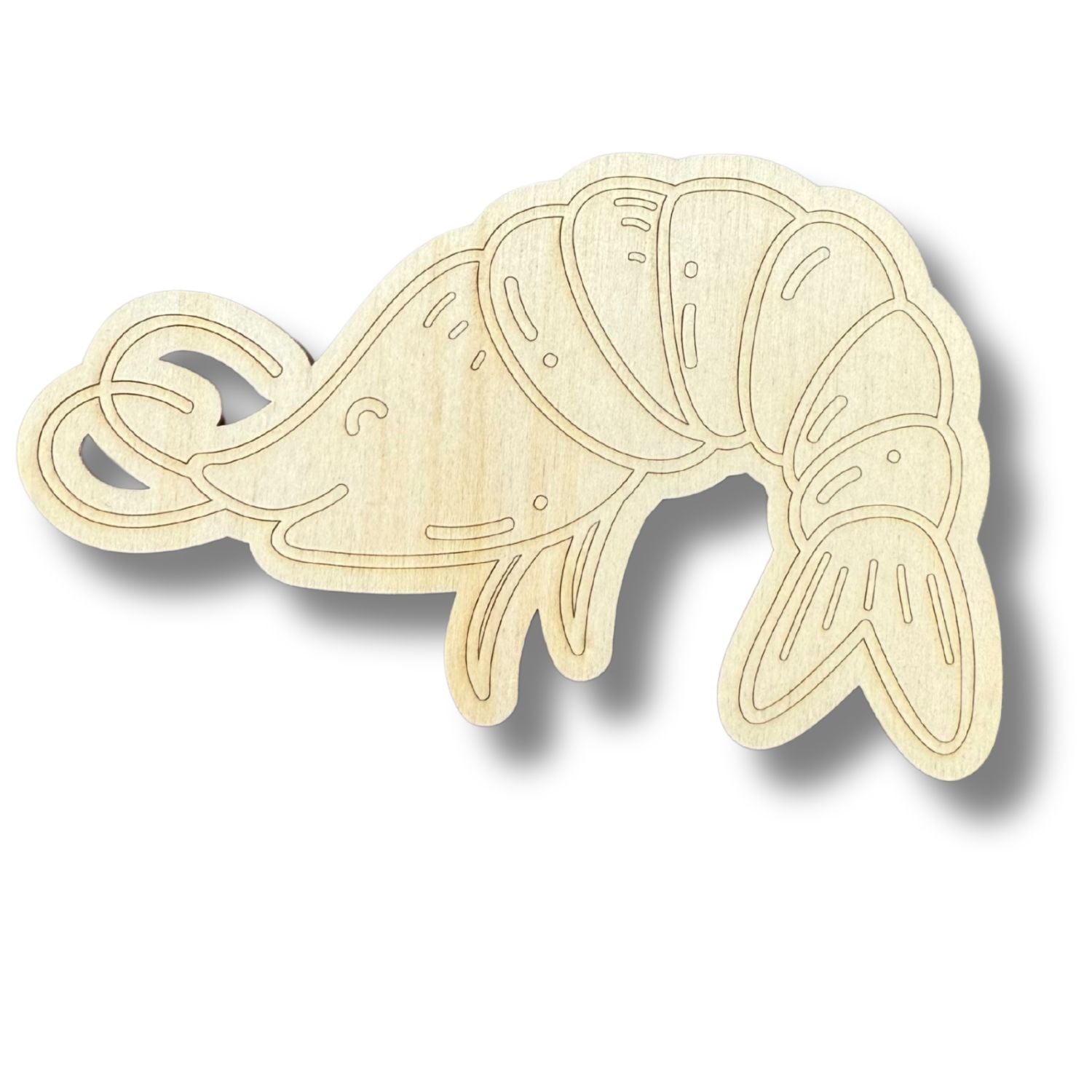 DIY Unfinished Wood Etched Shrimp Shapes for Up to 30 Line-by-Line Painting Crafts