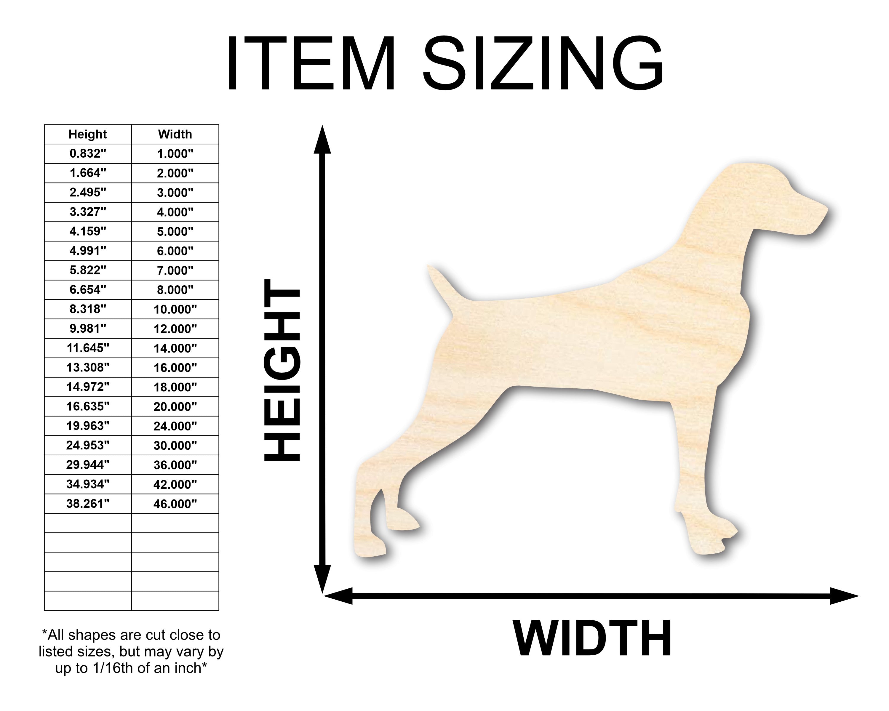 Unfinished Wood Craft - Weimaraner Dog Shape for Pet Projects, Sizes up to 46 Inches