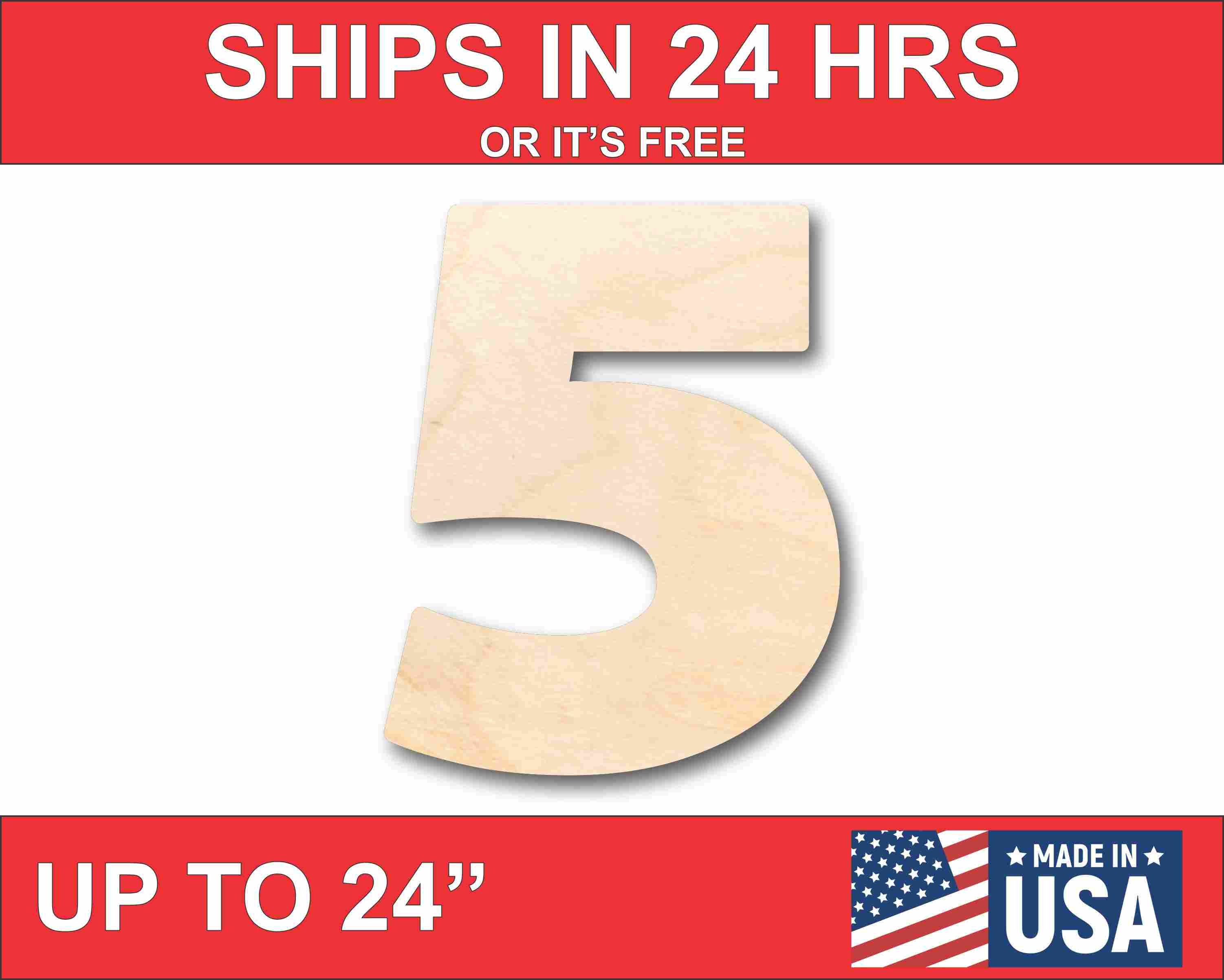 Unfinished Sanded Wood Block Number 5 for Up to 46 DIY Crafts