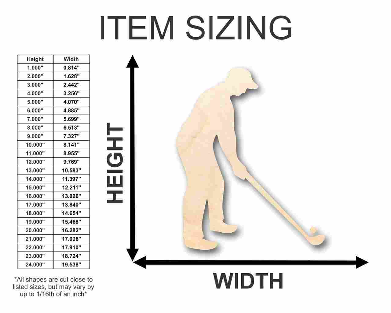 DIY Unfinished Wooden Golfer Shape for Sporting Crafts up to 46 Inches