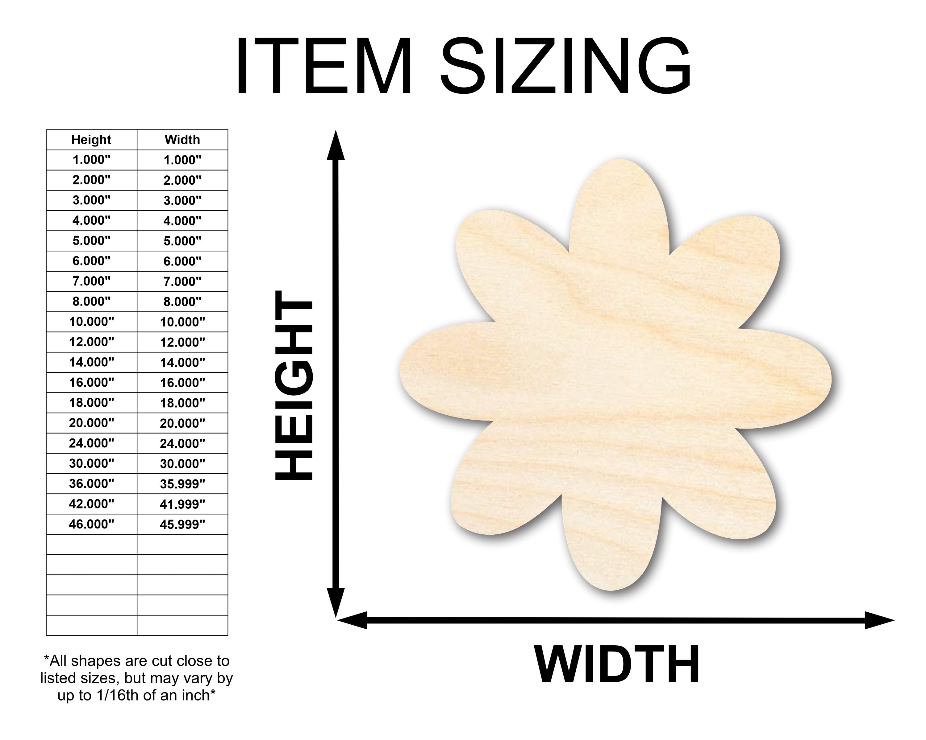 Unfinished DIY Wood Country Craft in Flower Shape - Up to 46 Pieces Available