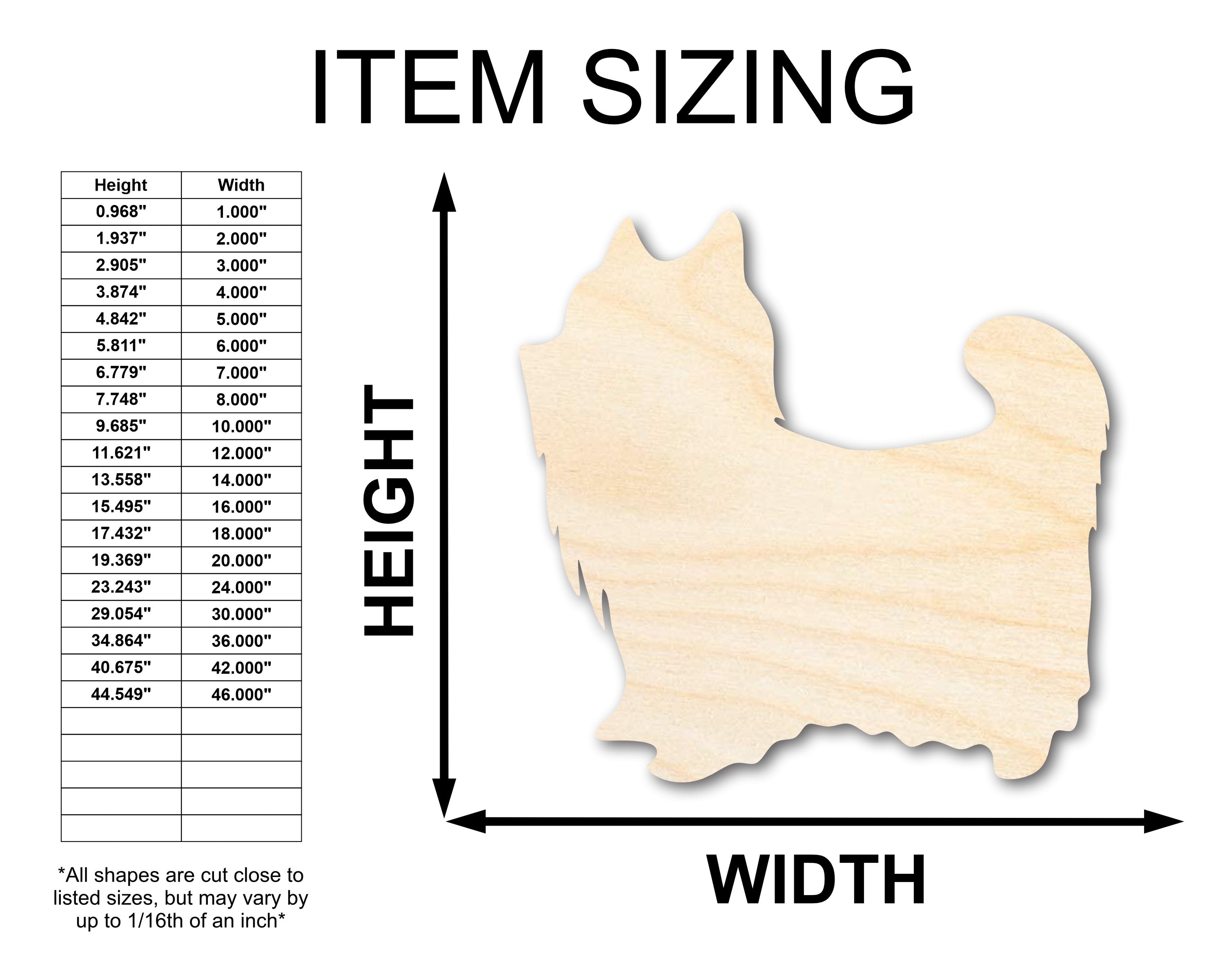 Unfinished Wood Craft - Yorkshire Terrier Shape, Sizes Up to 46 Inches