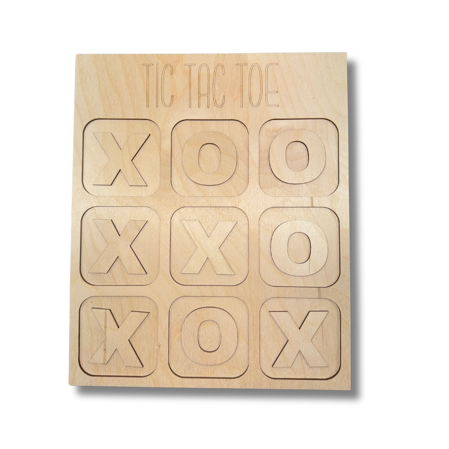 Unfinished DIY 12-Inch Wood Tic Tac Toe Board Set for Painting and Crafting