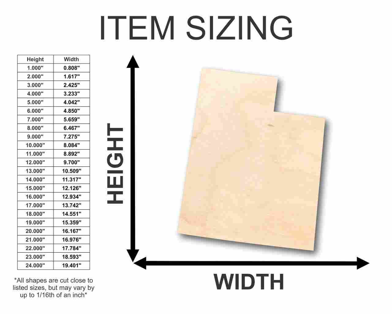 DIY - Up to 46 Unfinished Wood Utah State Shape Craft