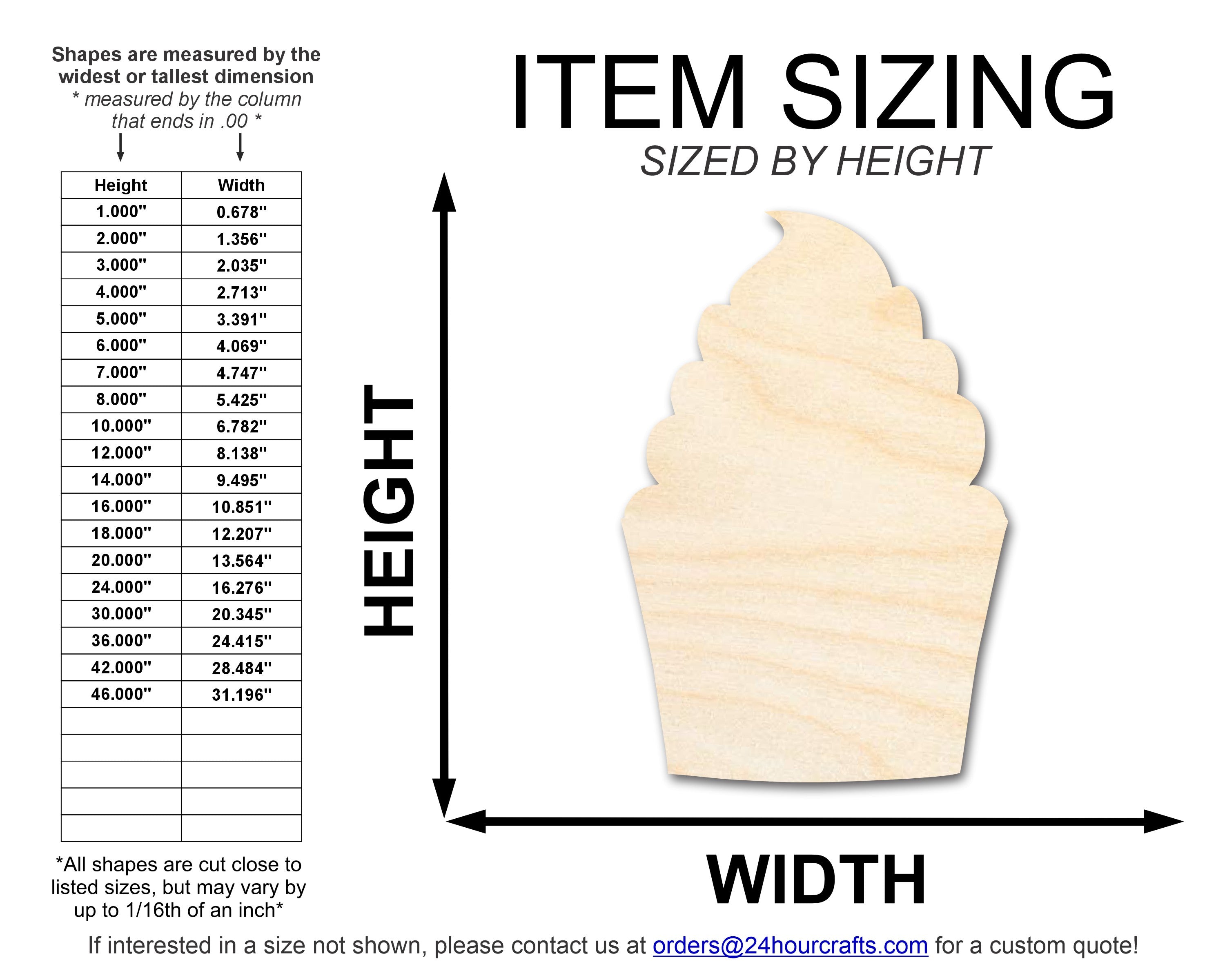 DIY Unfinished Baltic Birch Wood Cupcake Shape Cutouts up to 46 Inches