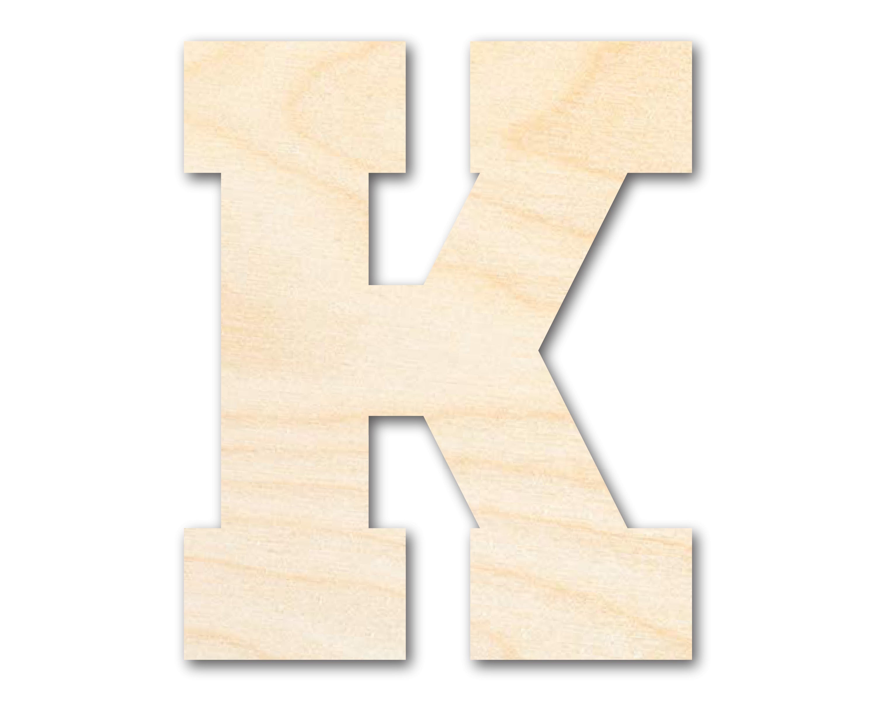 Unfinished Baltic Birch Wood Varsity Team Font - K Shape DIY Craft Cutouts, Up to 46 Inches for Multiple DIY Projects