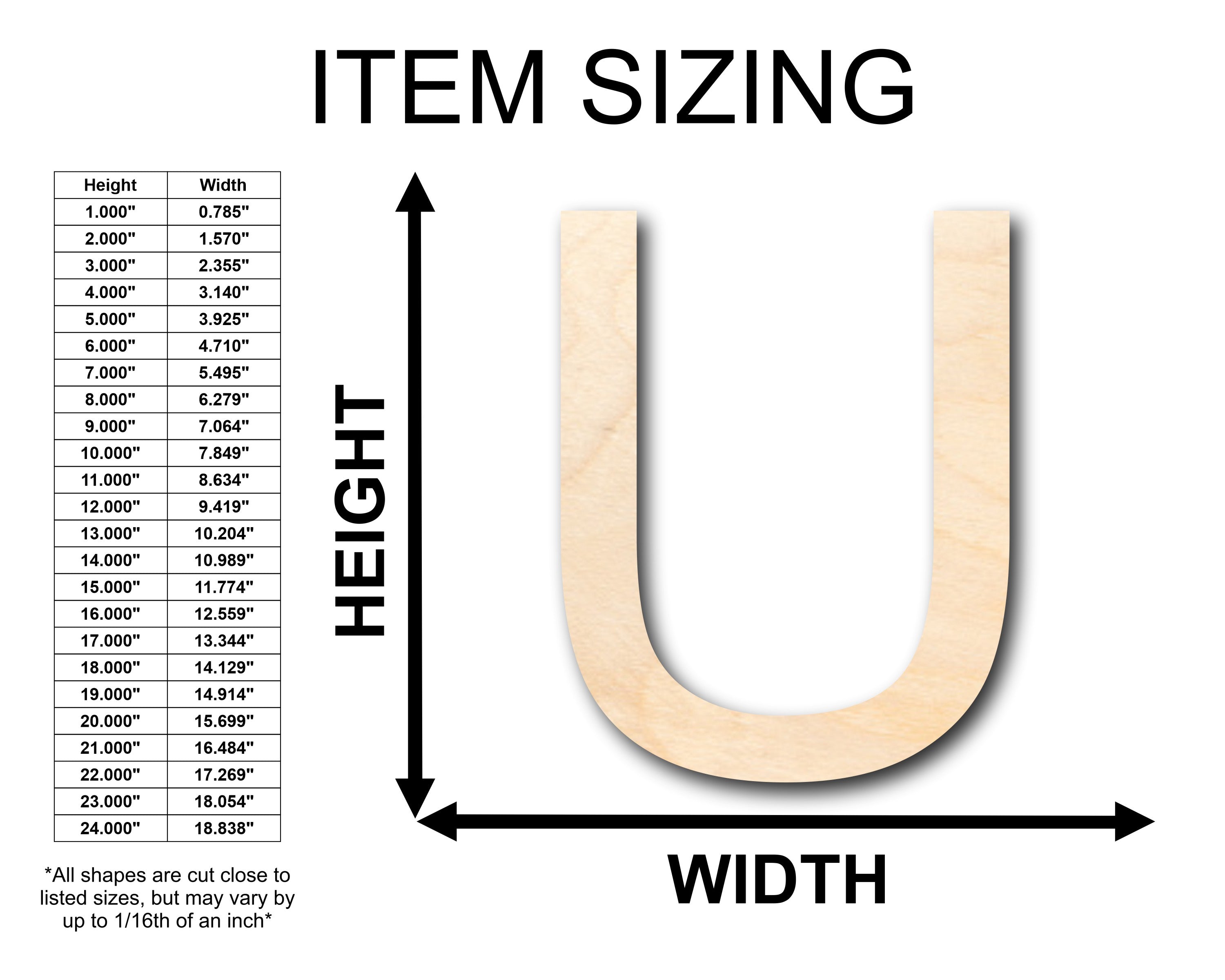 Unfinished Wood Craft - Arial Letter U Shape for Up to 46 DIY Projects