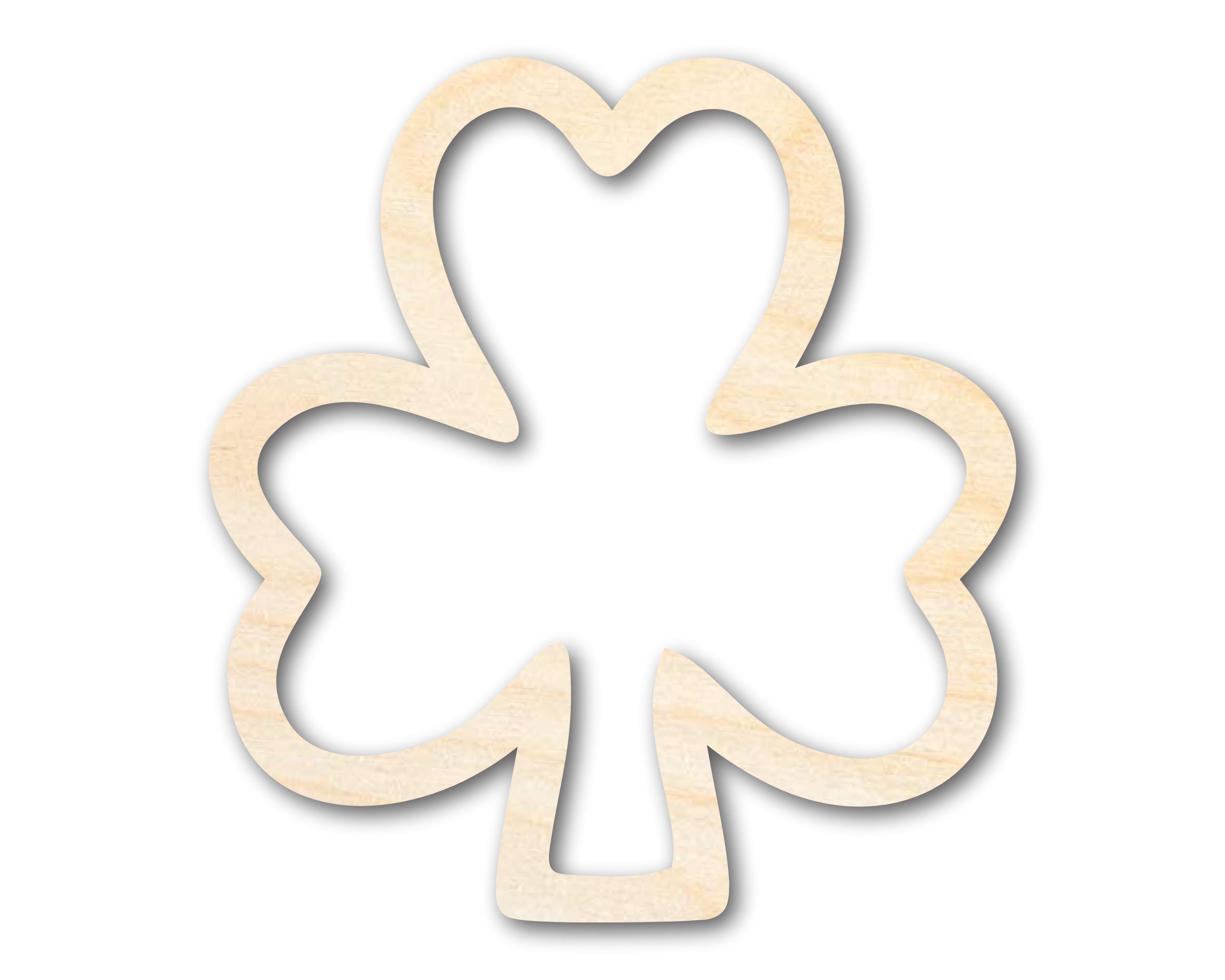 DIY Unfinished Baltic Birch Wood Shamrock Outline Cutout, Sizes up to 46'