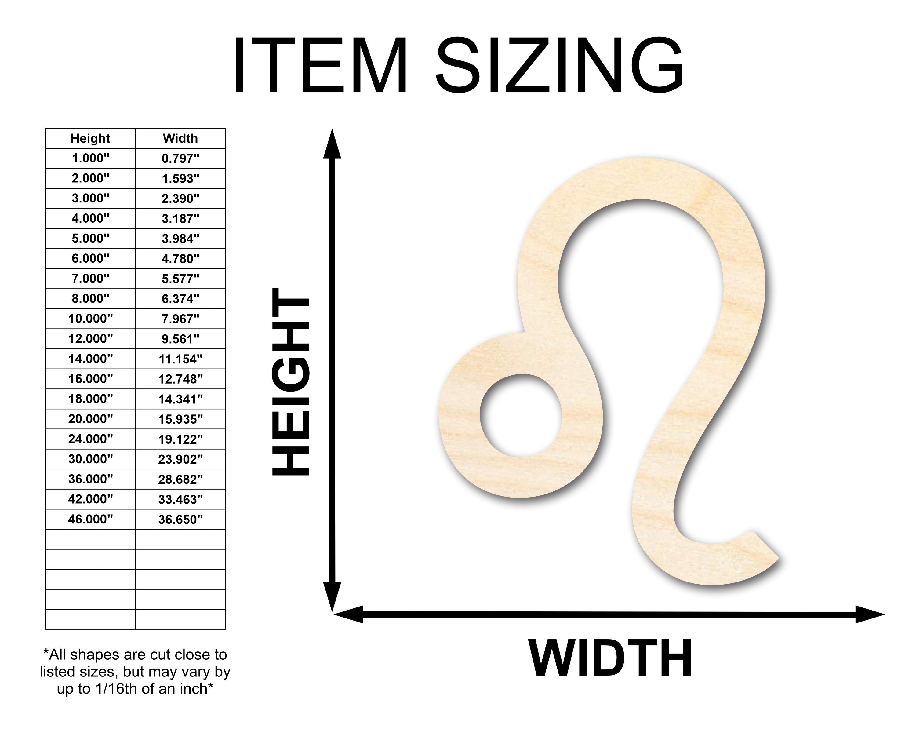 Unfinished Baltic Birch Wood Leo Zodiac Sign Shape - Up to 36 Inches