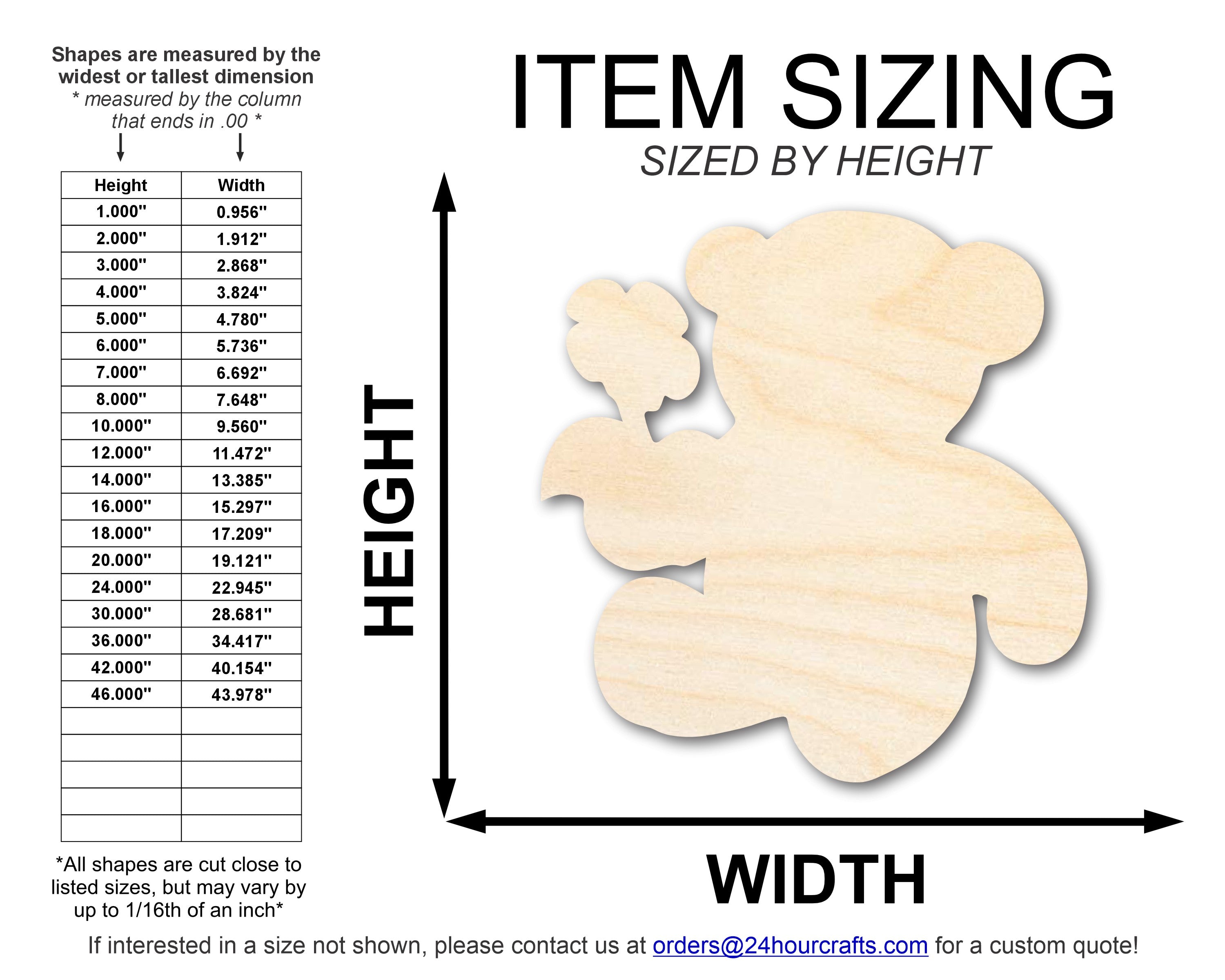DIY Unfinished Baltic Birch Wood Flower Bear Shape Cutouts up to 46 Inches