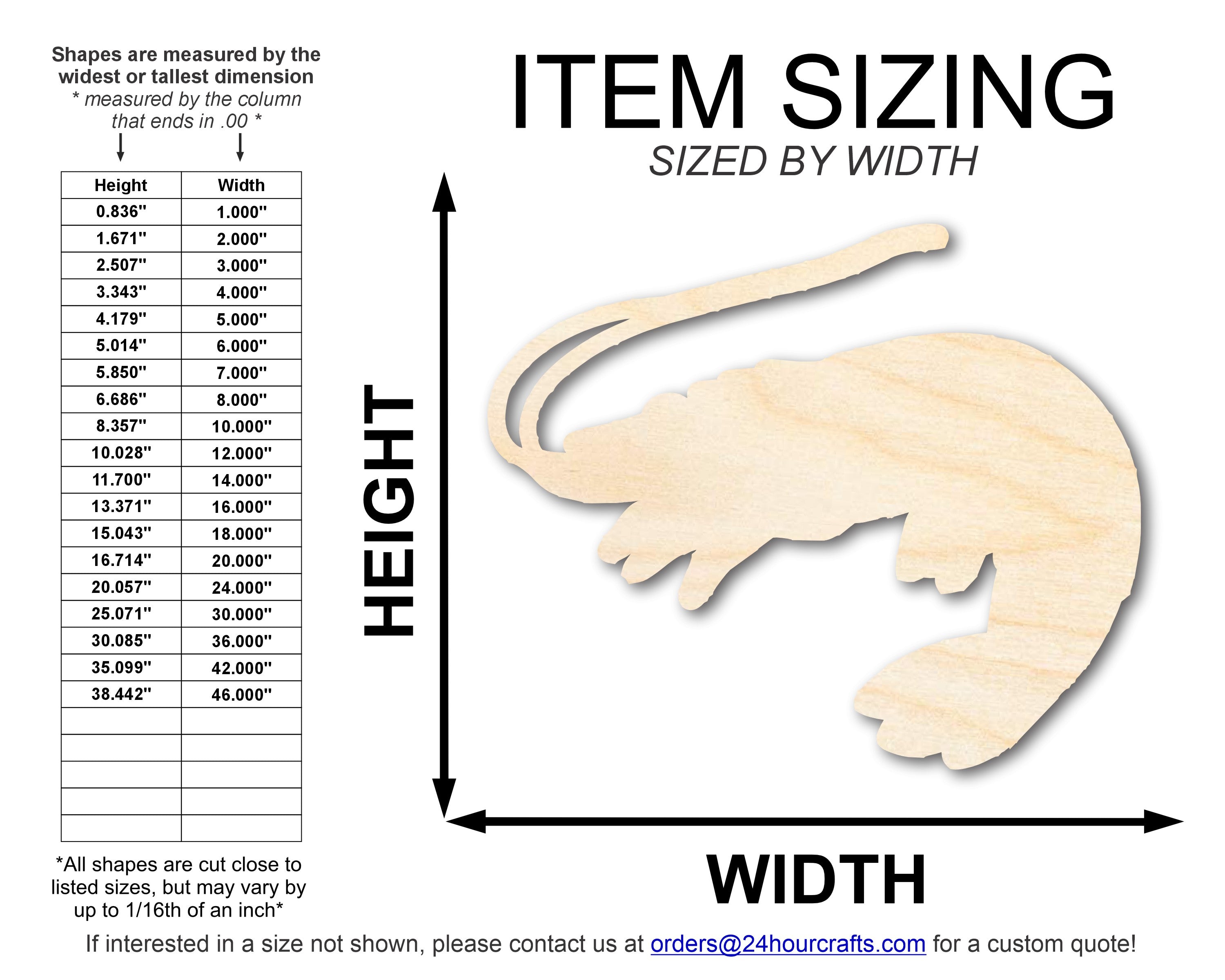 Unfinished Baltic Birch Wood Shrimp Shape Cutouts for DIY Crafts | Up to 46 Inches | Ideal for Multiple Crafting Projects