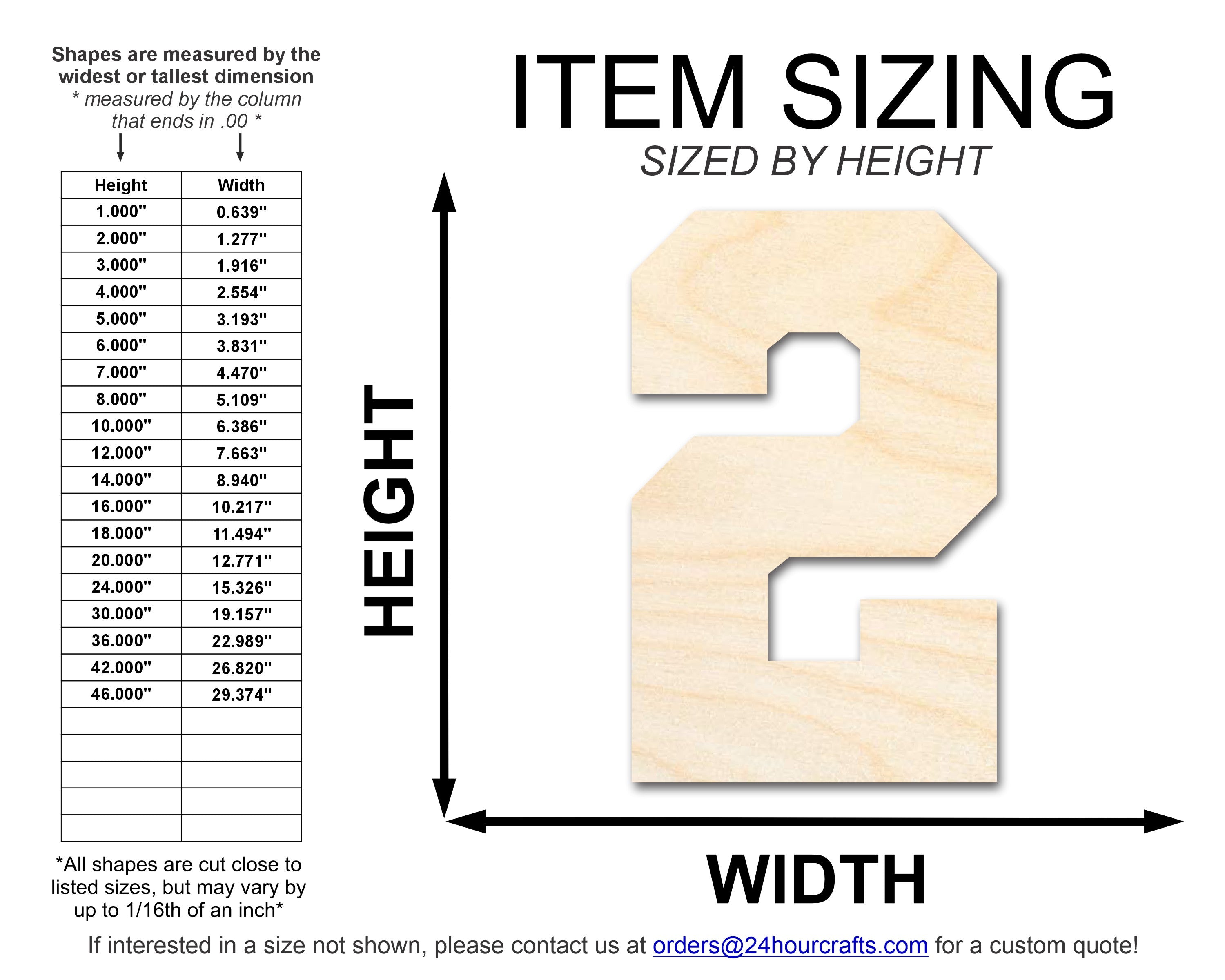 DIY Unfinished Wood Varsity Number Two Shape Cutout, Up to 46 Inches