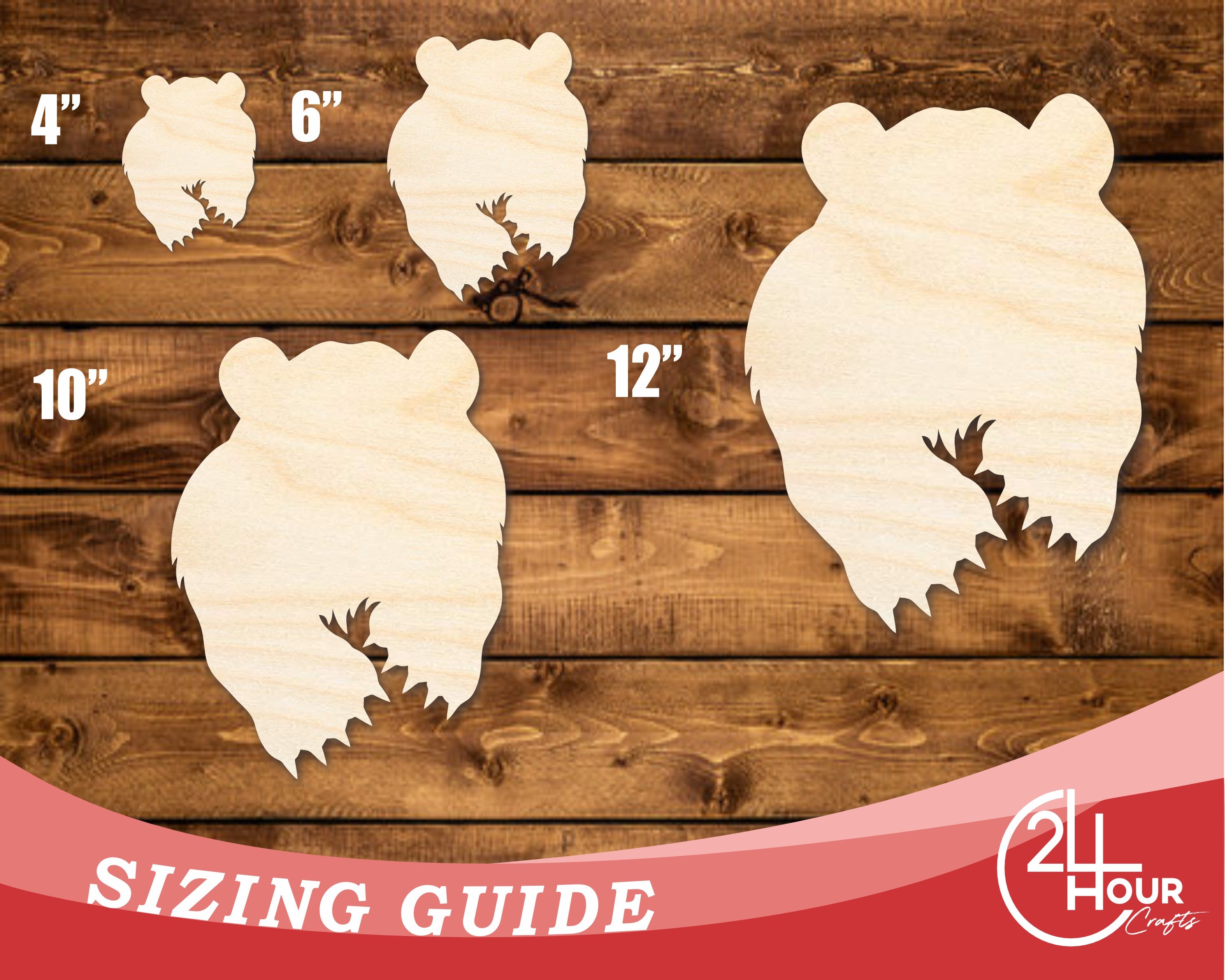 DIY Unfinished Baltic Birch Wood Bear Mascot Cutout up to 46 Inches