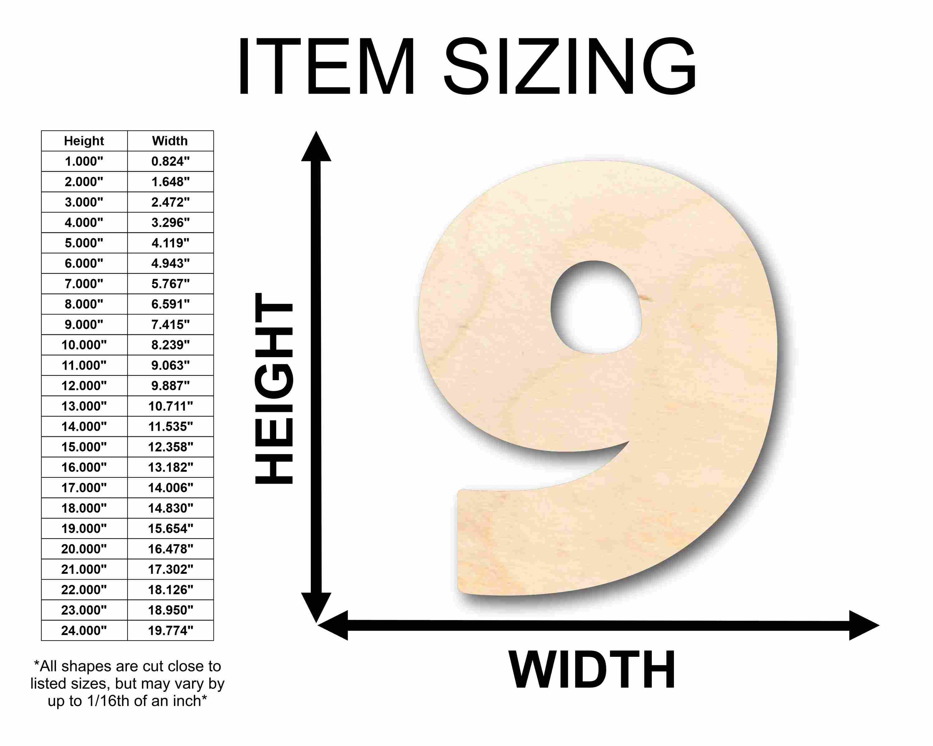 Unfinished Sanded Wood Block Number 9 for Up to 46 DIY Crafts