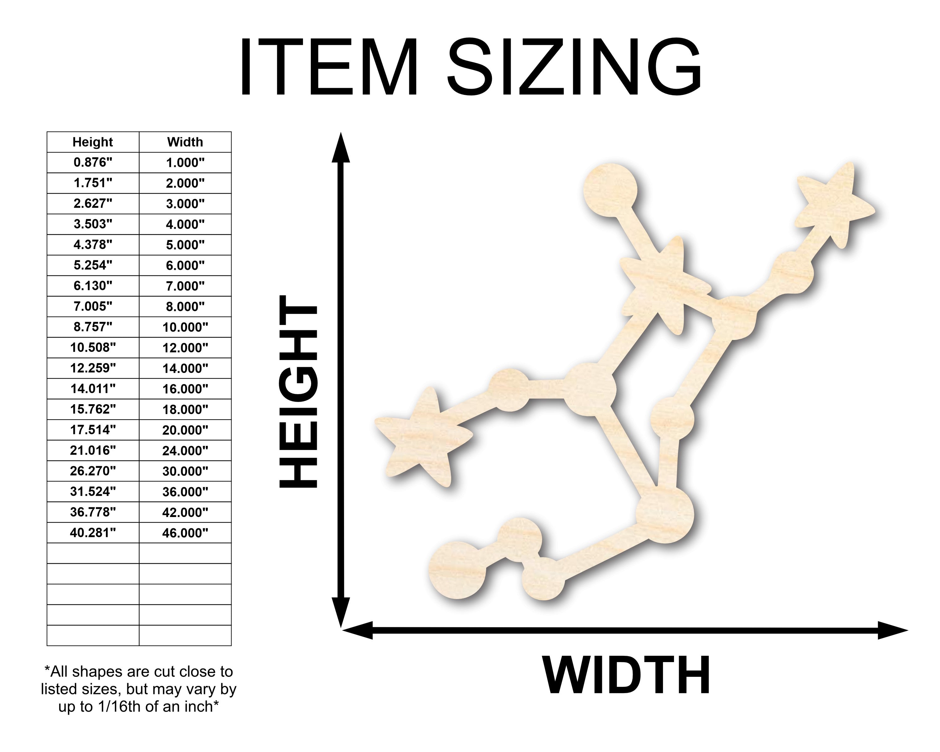 Unfinished Wood Zodiac Craft in Virgo Constellation Shape - Sizes up to 46 Inches