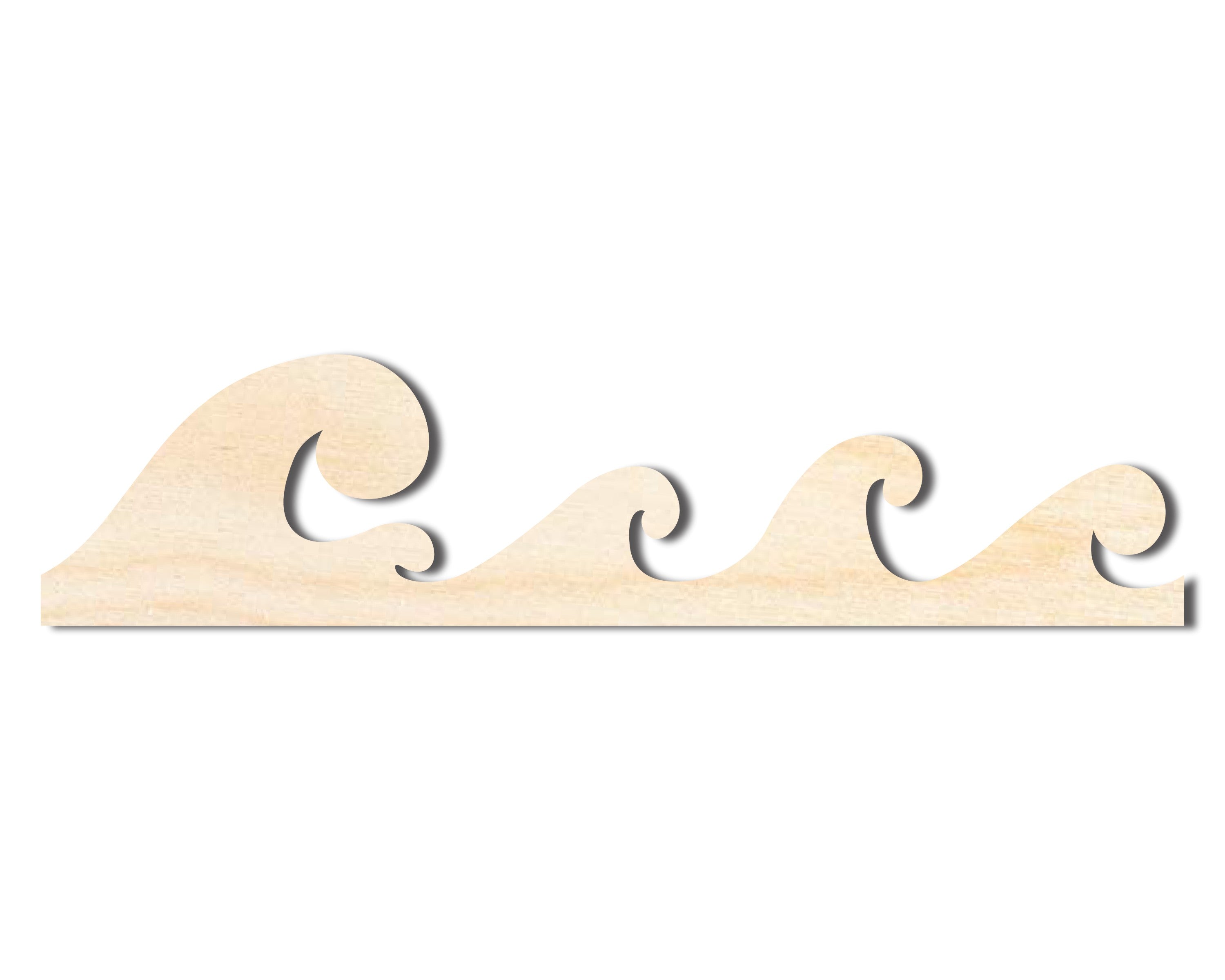 Unfinished Baltic Birch Wood Ocean Wave Shape Craft Cutout for Up to 46 DIY Projects