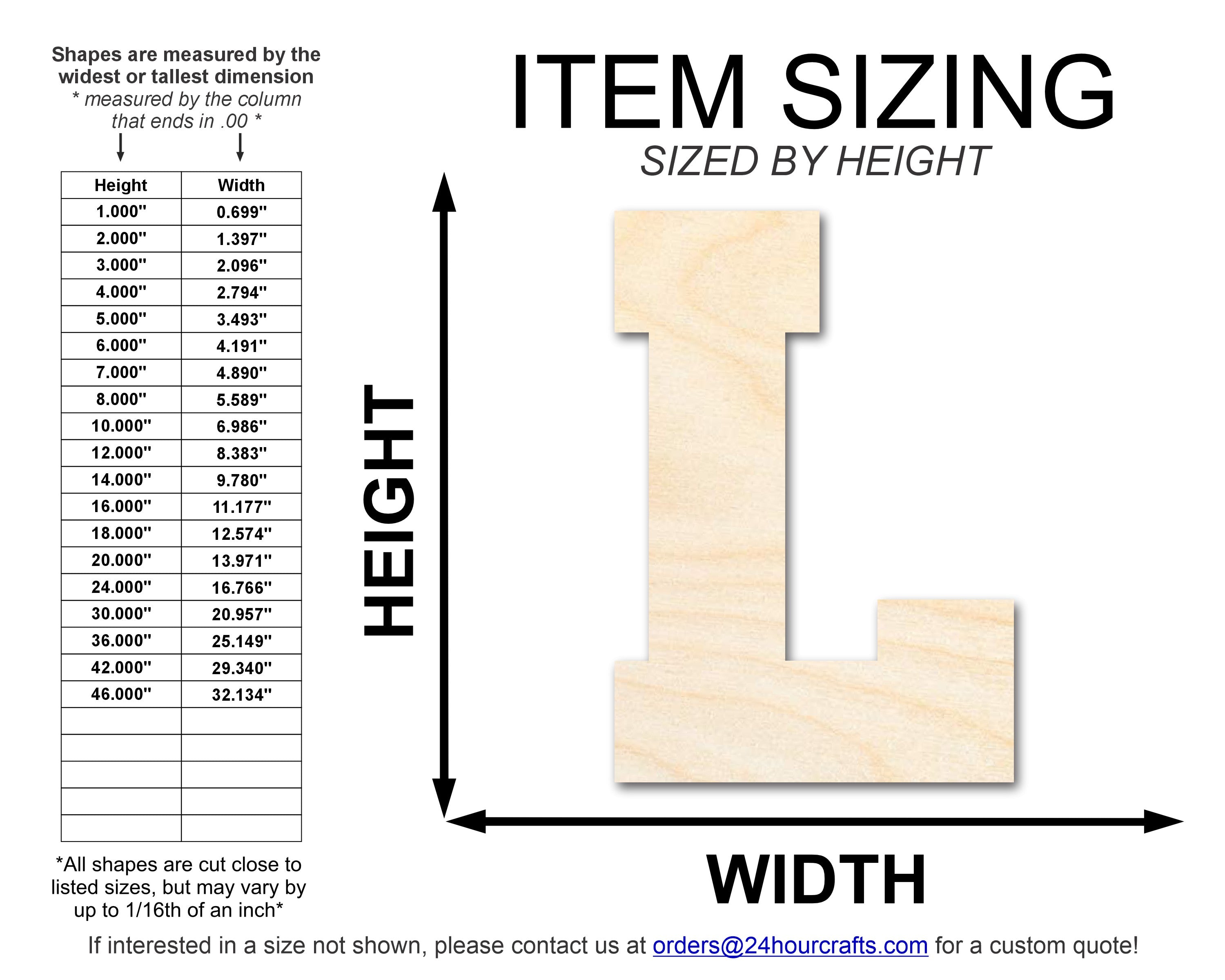 Unfinished Baltic Birch Wood Varsity Team Font - L Shape DIY Craft Cutouts, Up to 46 Inches for Various DIY Projects