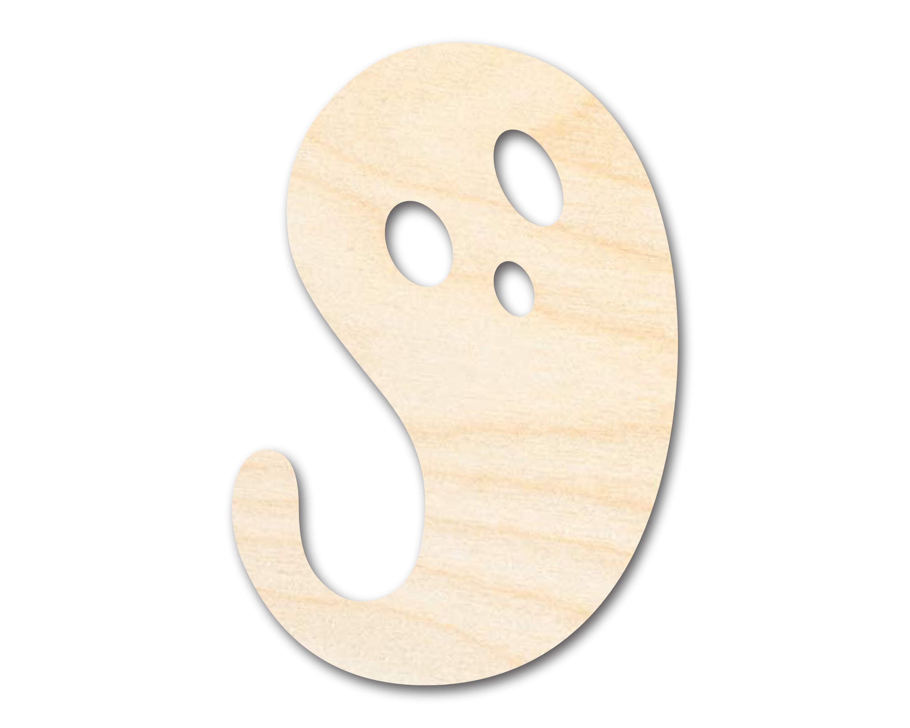 Unfinished Baltic Birch Wood Ghost Shape Craft Cutout for Up to 46 DIY Projects