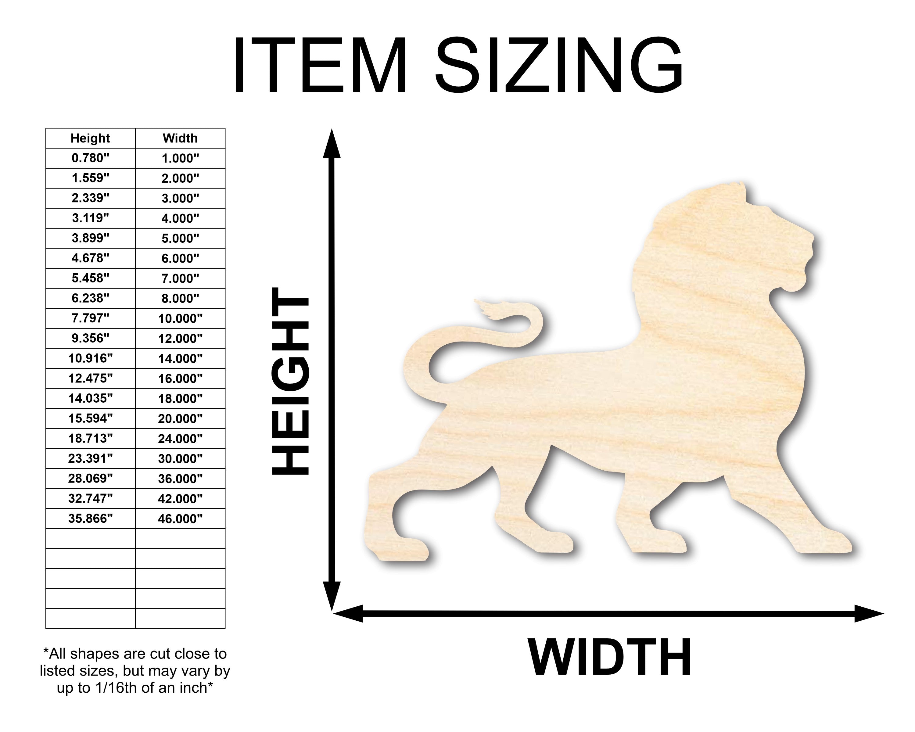 Sanded Unfinished Wood Leo Lion Shape Zodiac Craft up to 36 Inches