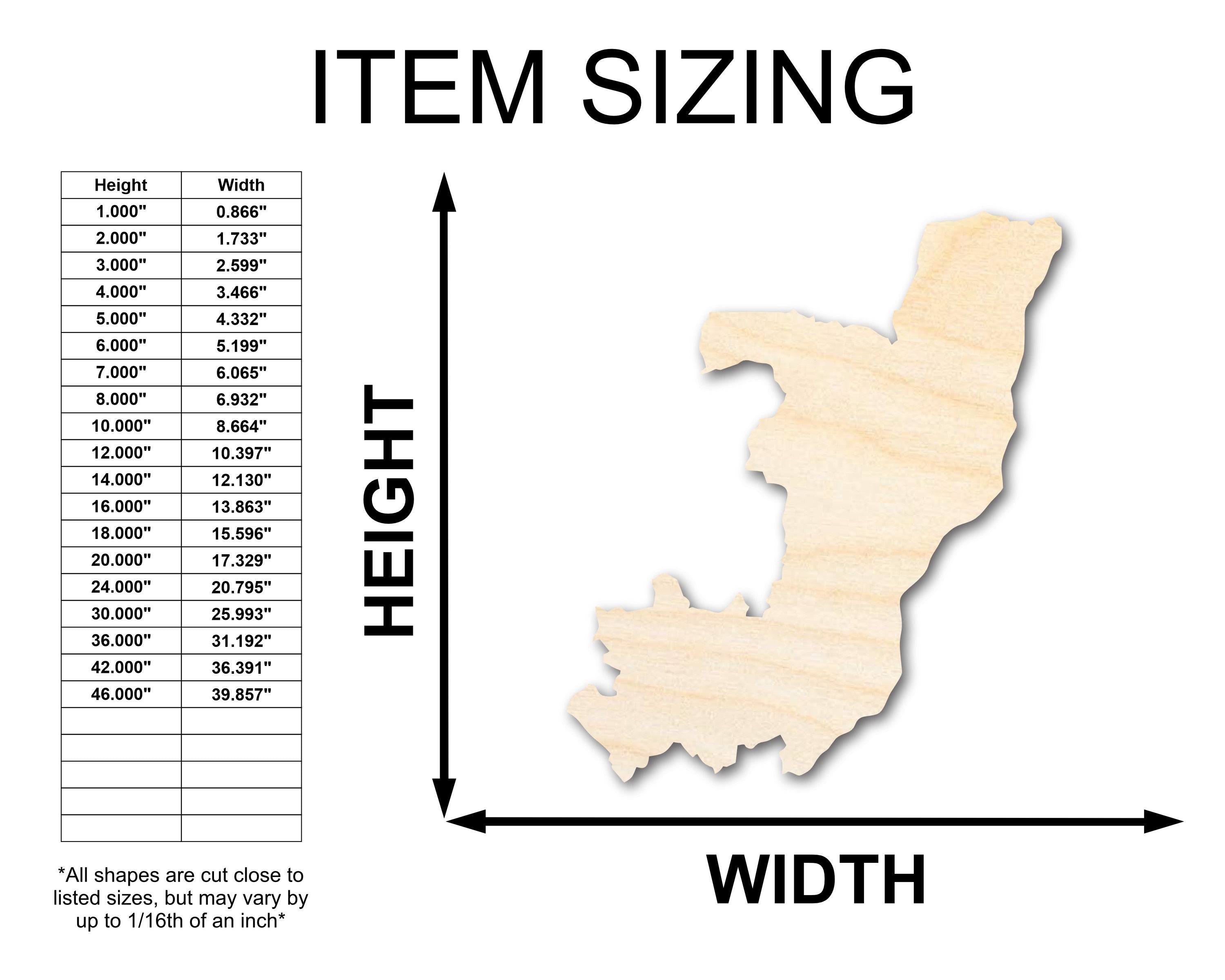 DIY Unfinished Wood Republic of the Congo Country Shape - African Craft (up to 46)