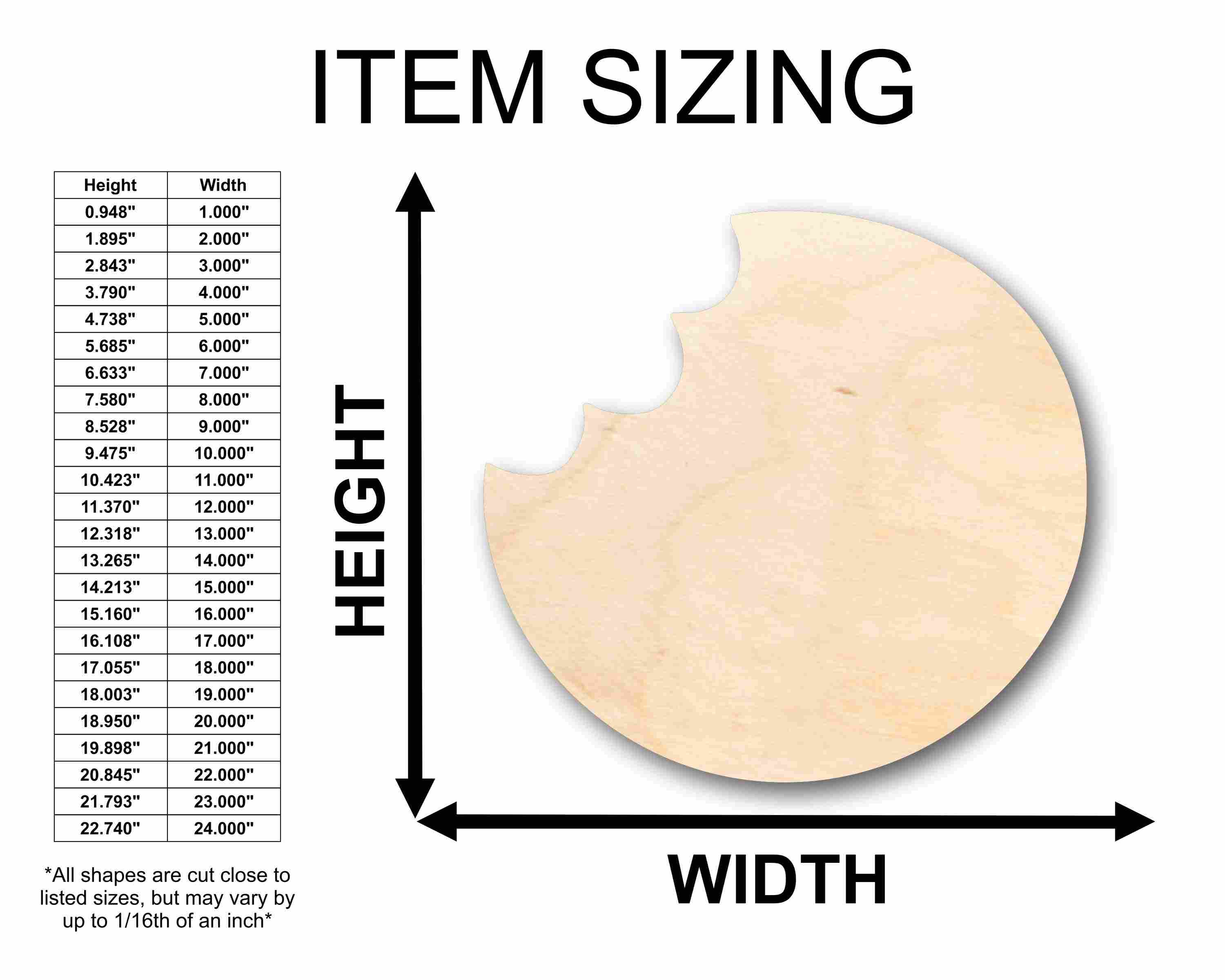 Unfinished Baltic Birch Wood Cookie with Bite Silhouette - Ideal for Up to 46 DIY Craft Projects