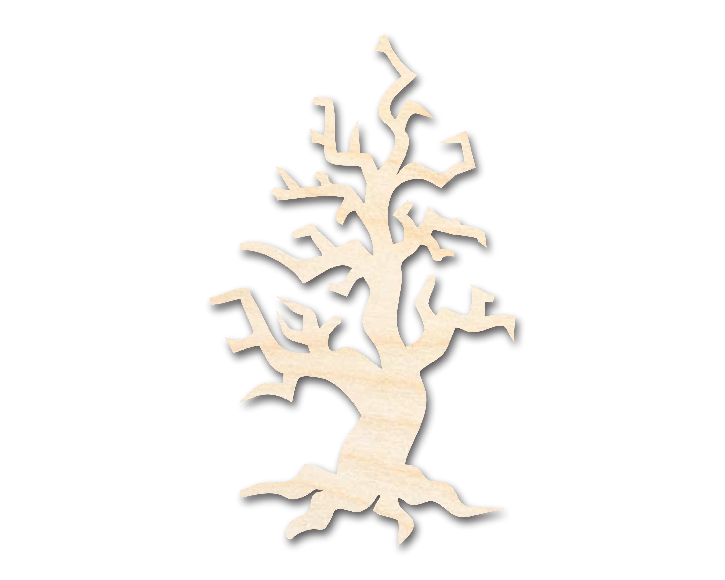 Unfinished Baltic Birch Wood Spooky Tree Shape Craft Item with Sizes up to 46 Inches