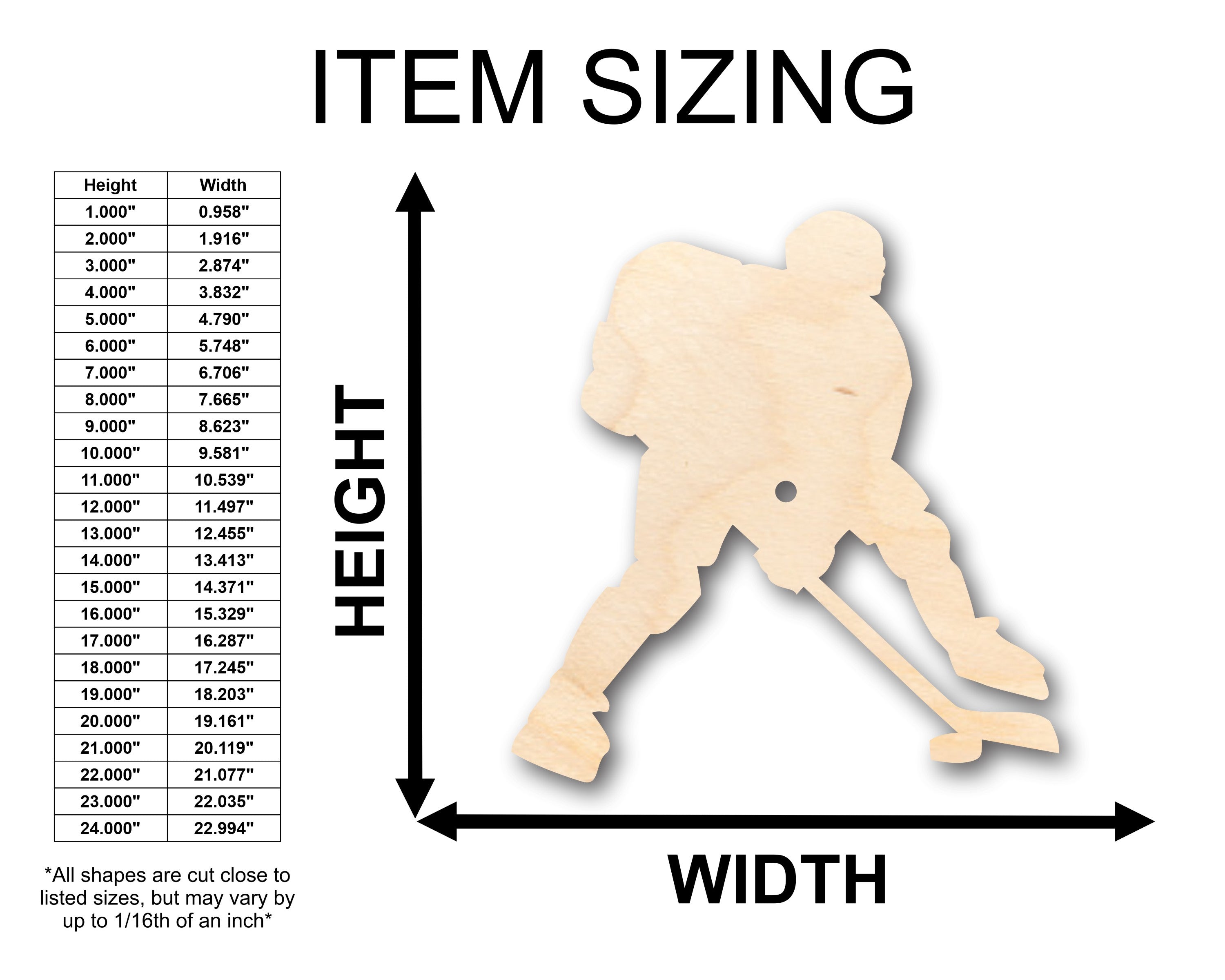 DIY Unfinished Wood Hockey Player Shape Craft up to 46 Inches