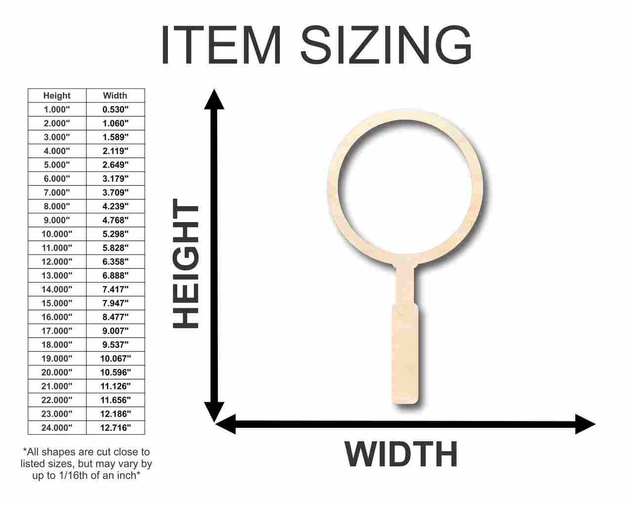 DIY Unfinished Wood Magnifying Glass Shapes for Detective Crafts, Up to 46 Pieces