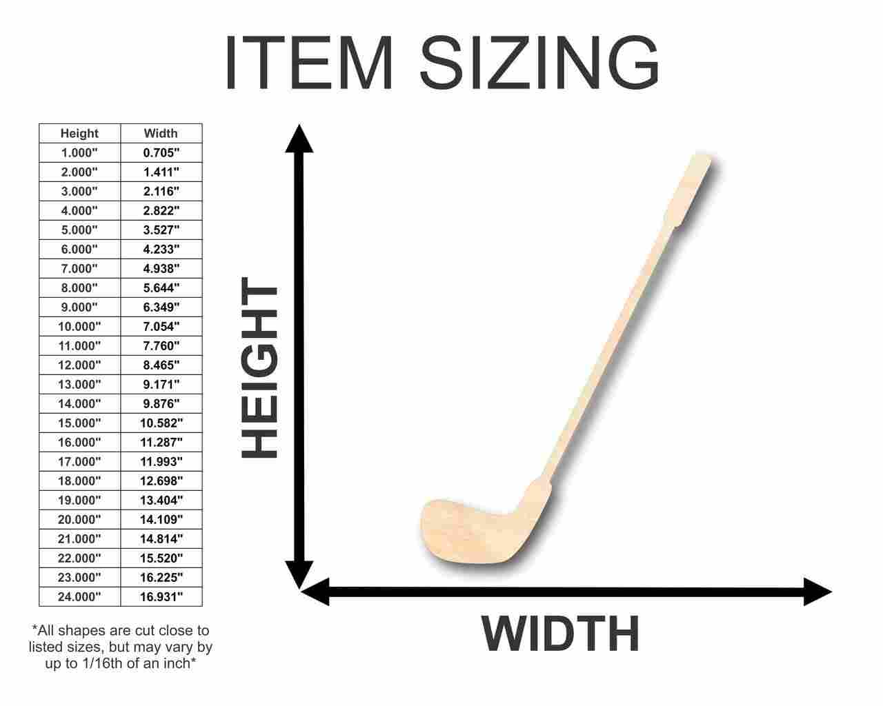 Unfinished Baltic Birch Plywood Golf Club Shape for Sporting and DIY Crafts up to 46 Inches
