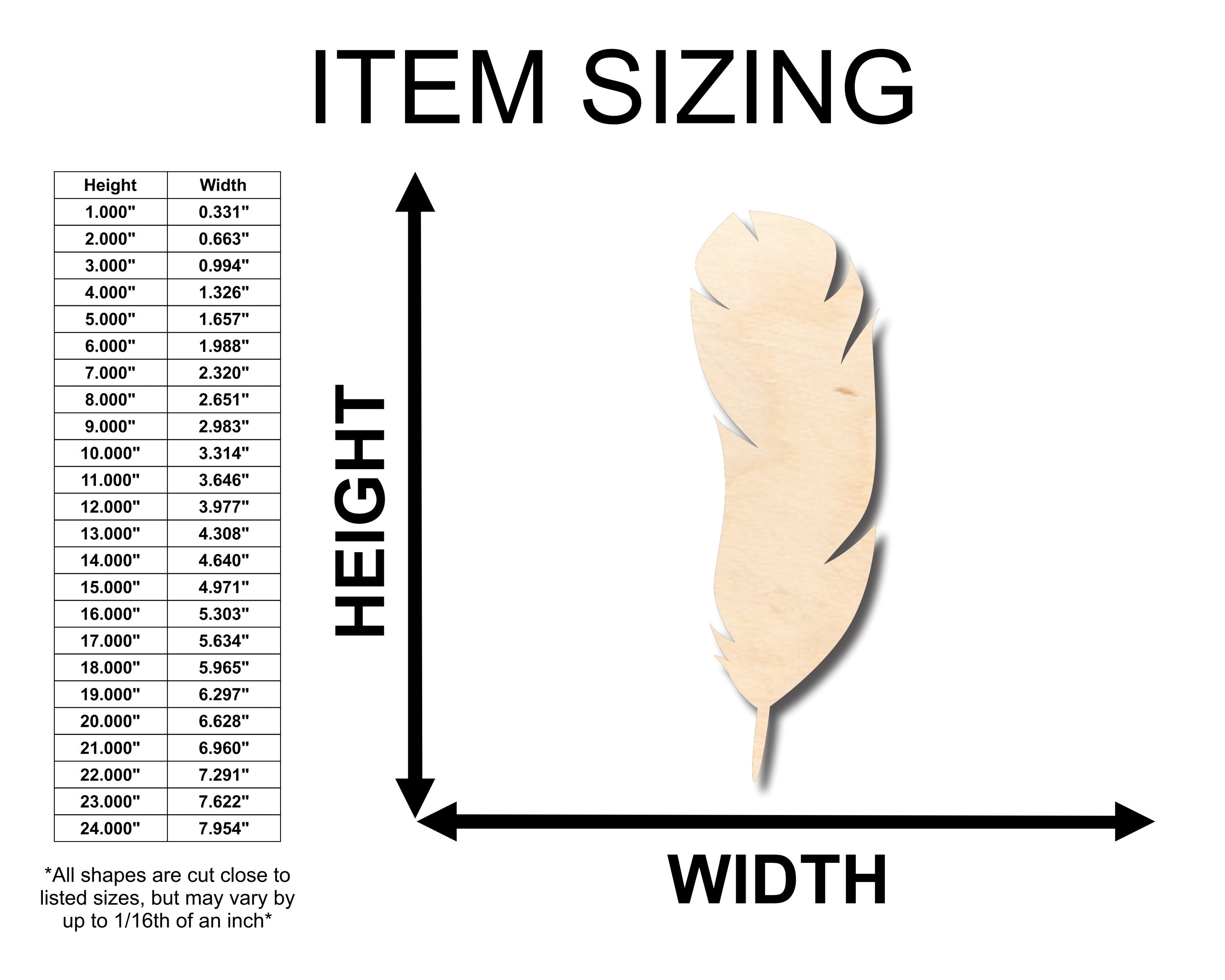 Unfinished Large Wood Feather Shape for DIY Crafts - Up to 46 Inches