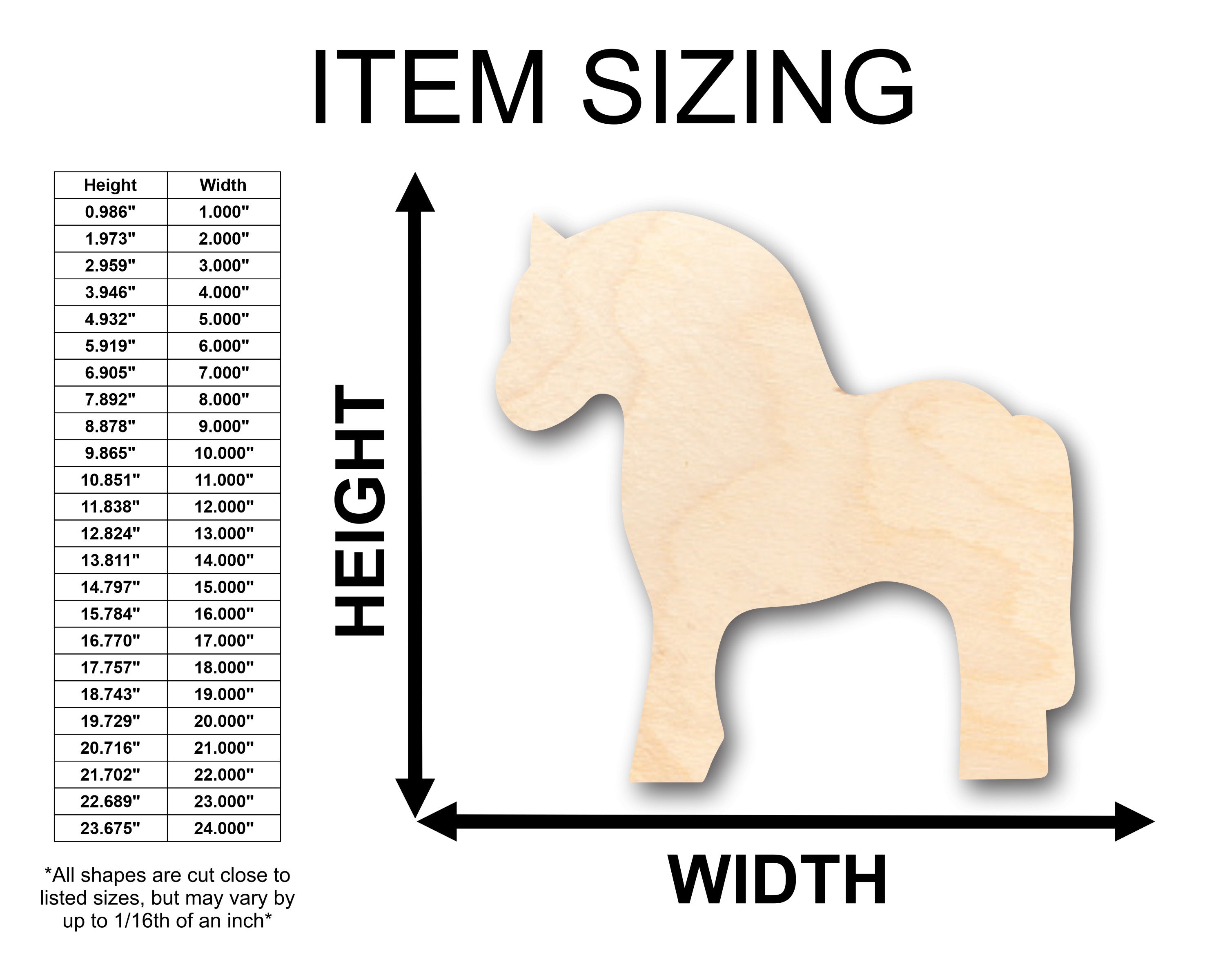 DIY Unfinished Baltic Birch Norwegian Fjord Dala Horse Shape - Up to 46